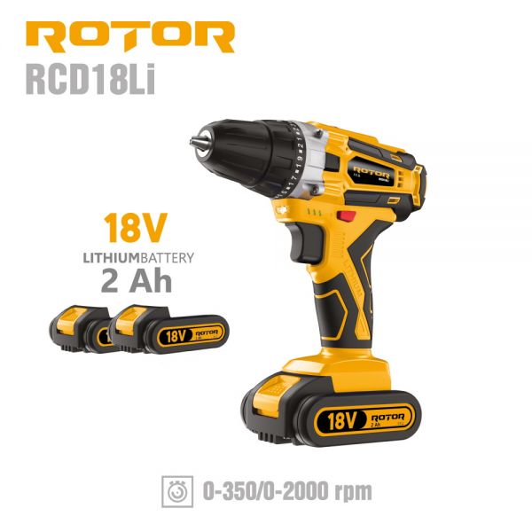 ROTOR RCD18Li Акумулаторен винтоверт, 18V, 2 батерии, зарядно