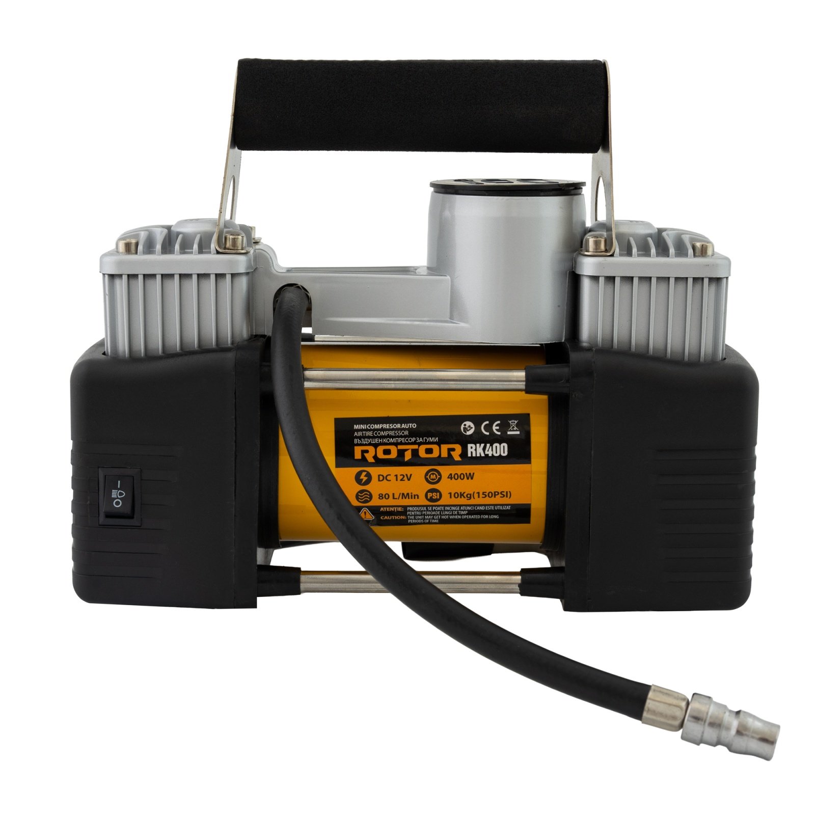 ROTOR RK400 Мини компресор с аксесоари, 12V, 400W, 80 л/мин, 3 м.