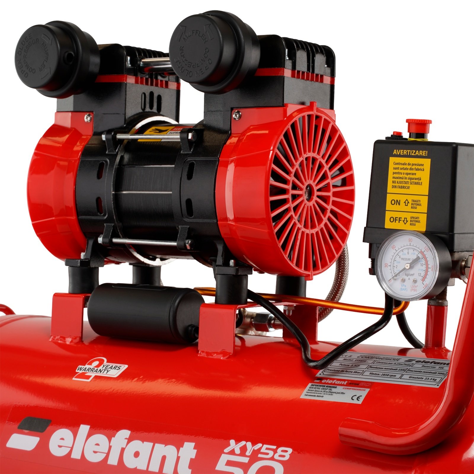 XY5850 ELEFANT 50L Въздушен безмаслен компресор, 8BAR