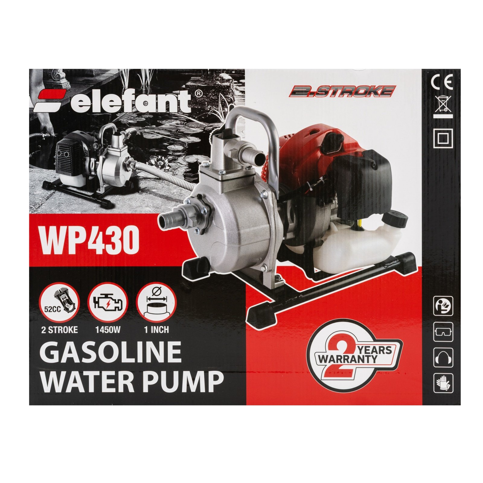 ELEFANT WP430 Моторна помпа за вода 2T, 1.0 цол, 15 м, дебит 8-10 m3h