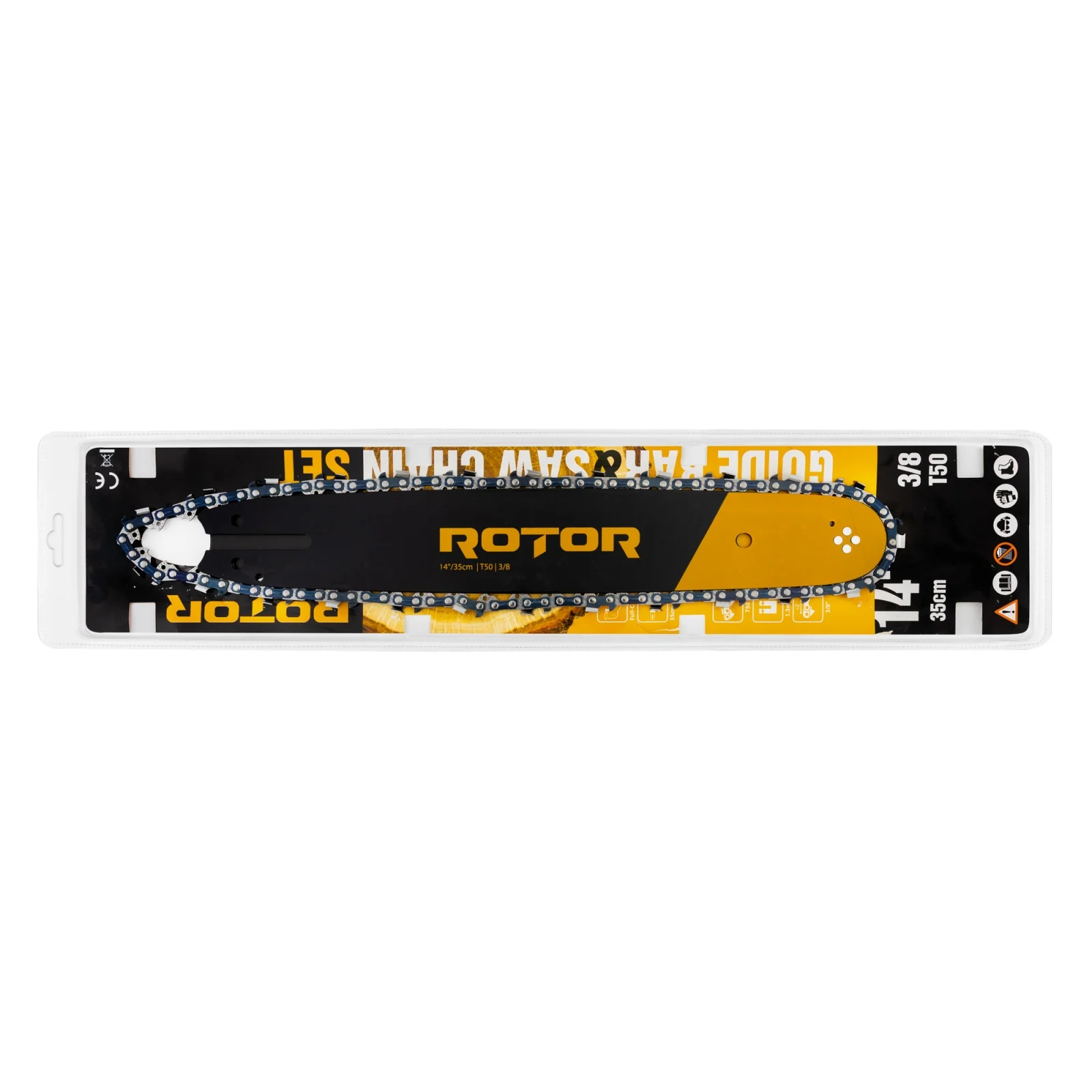 Комплект шина и верига 14″/35 см, стъпка 3/8, 25 зъба, 50 звена, 1.3 мм, ROTOR