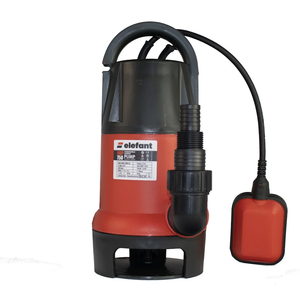 QDP750 потопяема помпа Elefant 750W, 1 цол, напор 7.5 м, дълбочина 7 м, 11000 л/ч *поплавък