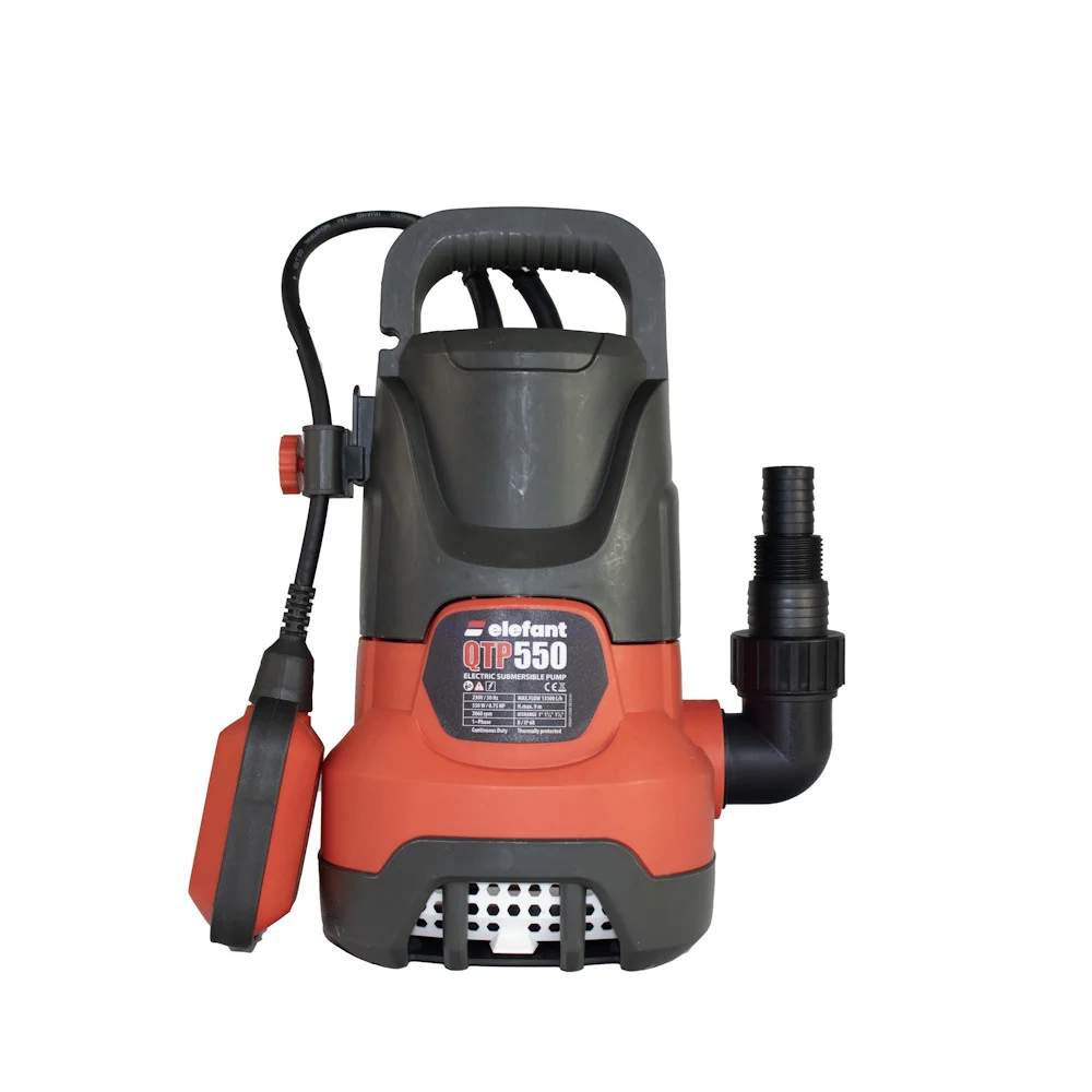 QTP550 потопяема помпа Elefant 550W, 1 цол, напор 9 м, дълбочина 7 м, 13500 л/ч *филтърза чиста вода, филтър за мръсна вода, поплавък