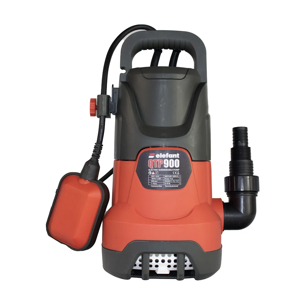 QTP900 потопяема помпа Elefant 900W, 1 цол, напор 11 м, дълбочина 7 м, 15000 л/ч *филтърза чиста вода, филтър за мръсна вода, поплавък