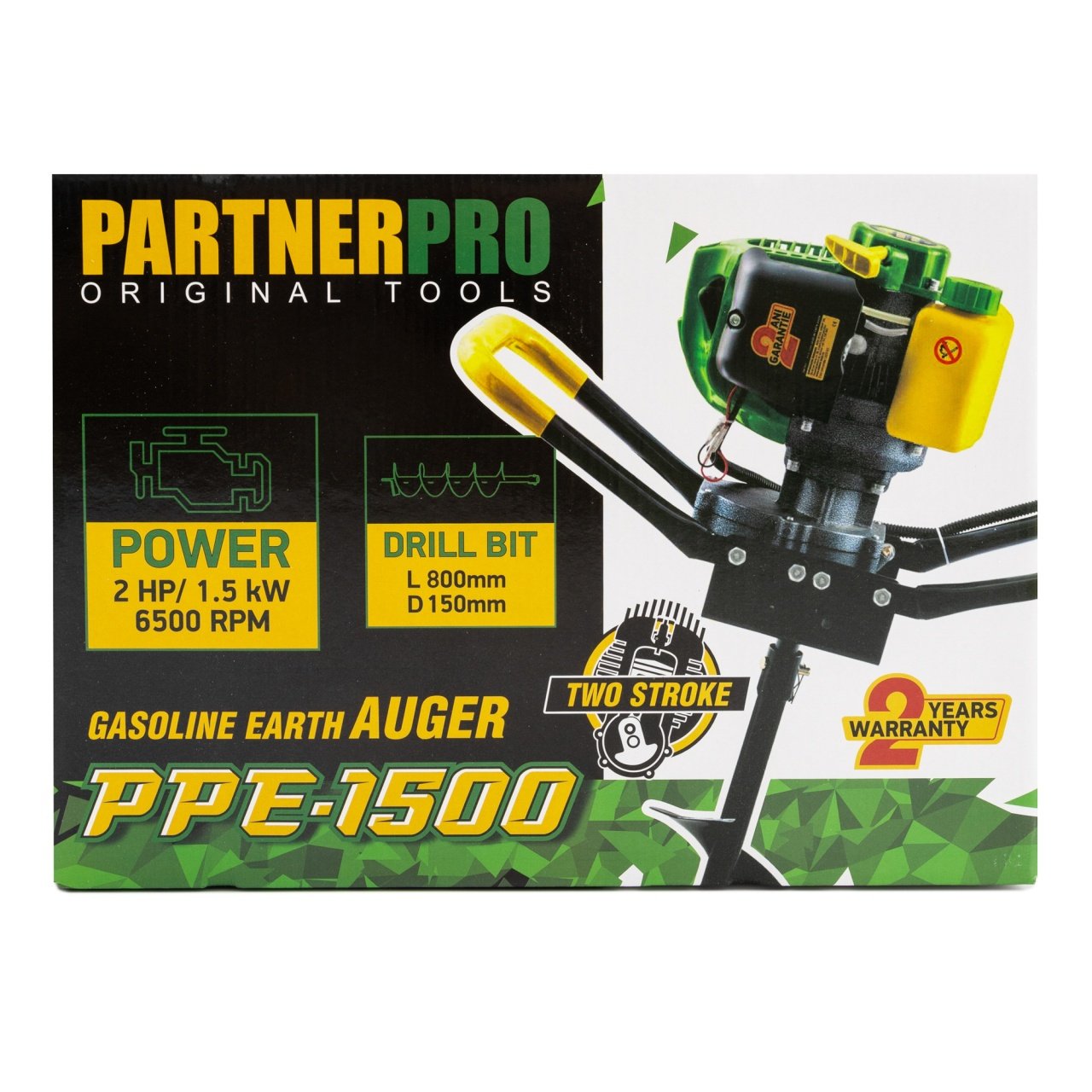 PARTNERPRO PPE1500 Моторен свредел, 52 cm3, 2800-3200 об/мин., в комплект с Ø150х800mm