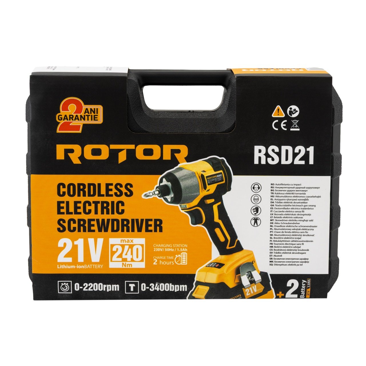 ROTOR RSD21 Акумулаторен ударен винтоверт-импакт, 21V/3Ah, 320Nm, 2200 об/мин, 3400 уд/мин, Set – 2 бр батерии 21V/3 Ah 1 бр зарядно