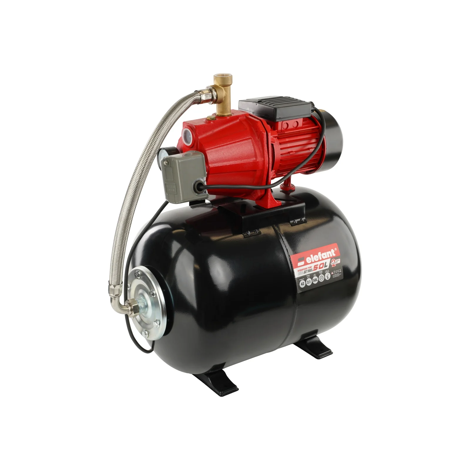 AQUATIC AUTOJET100S Хидрофорна помпа с цилиндричен съд, 550 W двигател с медна намотка, 60 л./мин., TANK 24 L, STAINLESS STEEL