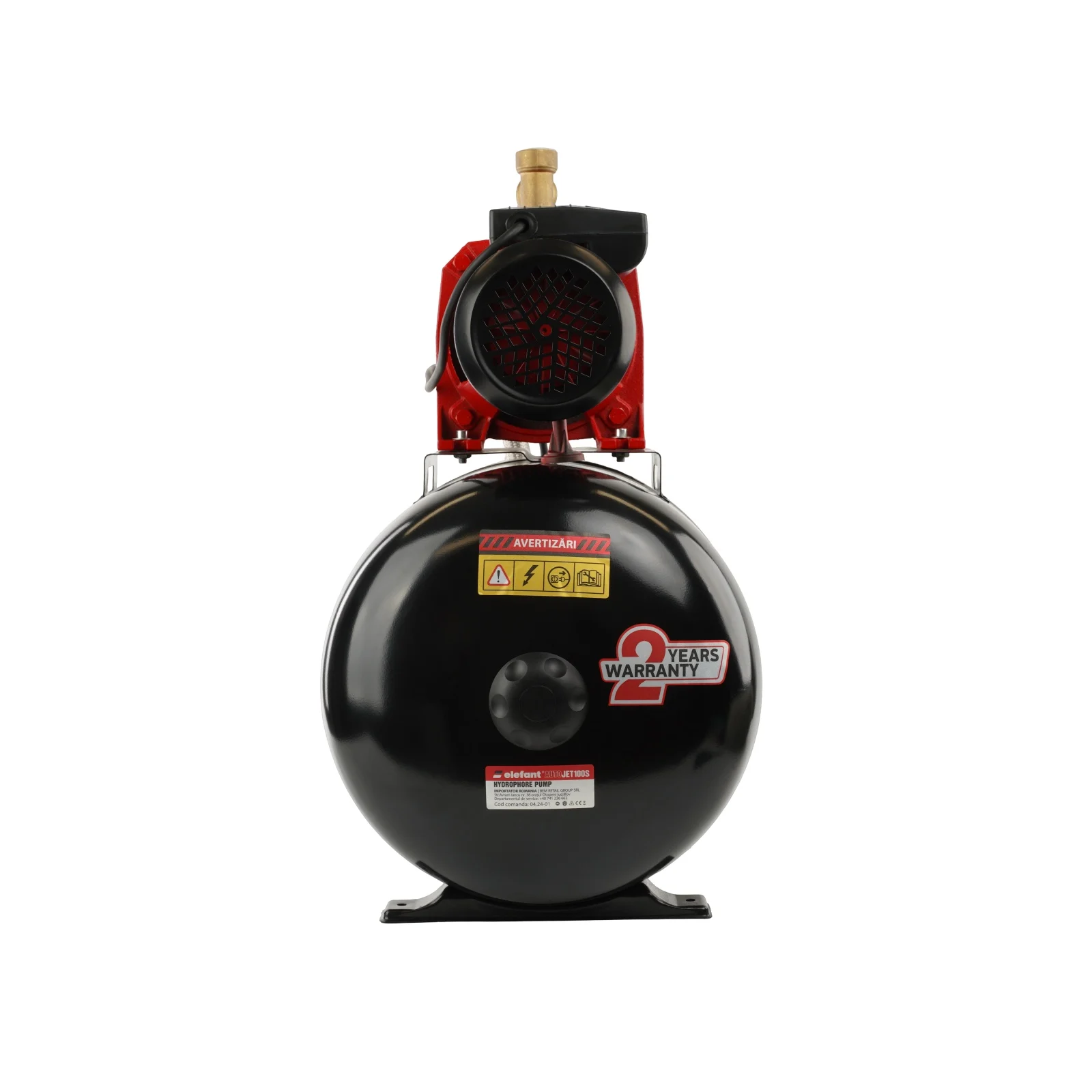 AQUATIC AUTOJET100S Хидрофорна помпа с цилиндричен съд, 1000 W двигател, 60 л./мин., резервоар 50 литра, STAINLESS STEEL
