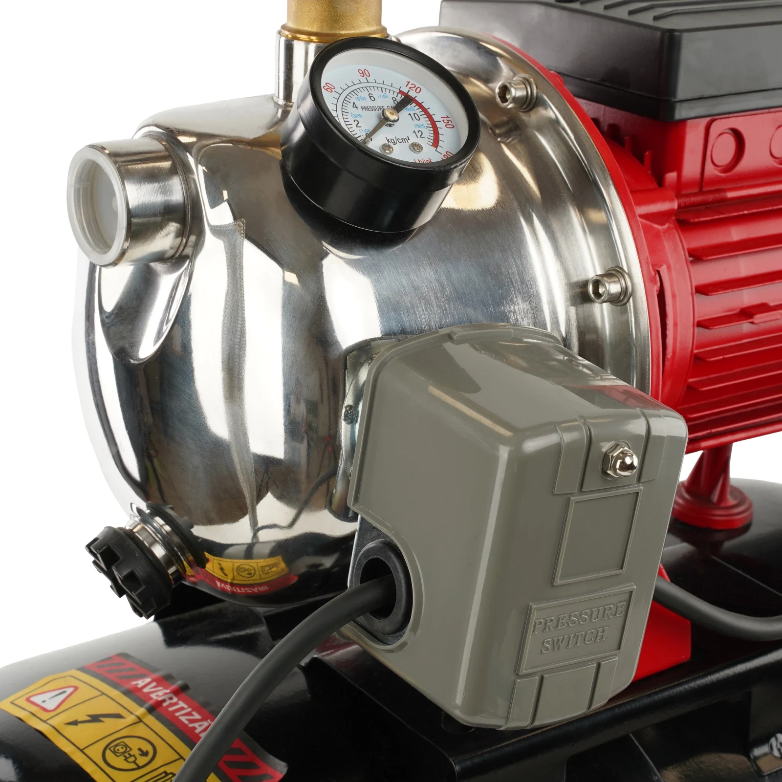 AQUATIC AUTOJS100 Хидрофорна помпа с цилиндричен съд, 1000 W двигател, 60 л./мин., резервоар 50 литра, STAINLESS STEEL