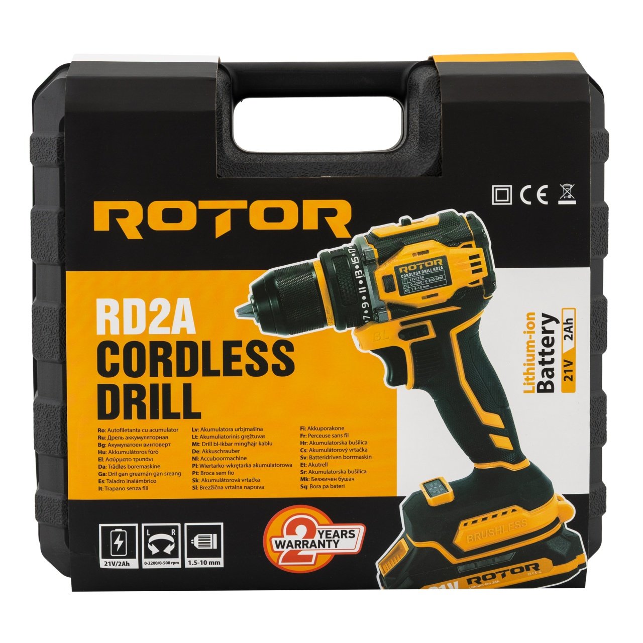 ROTOR RD2A Акумулаторен безчетков винтоверт 21V, две батерии 21V/2Ah, метален патронник 06106249
