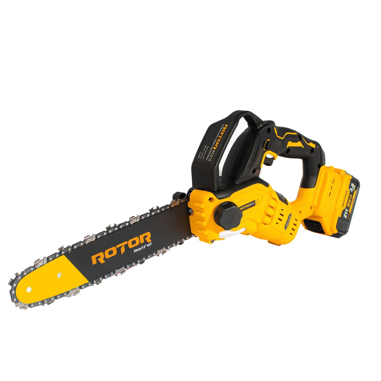 ROTOR RCS12 Верижен трион 12″/30см, 4500 об./мин, 21V с две батерии 21V/3Ah двойно зарядно, куфар 08062017