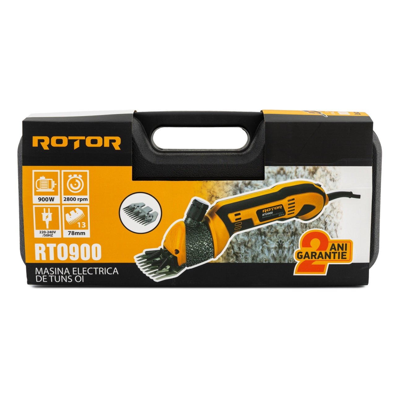 RTO900 ROTOR Машинка за постригване на животни, 900W, нож 9 зъба, 78 мм, куфар.
