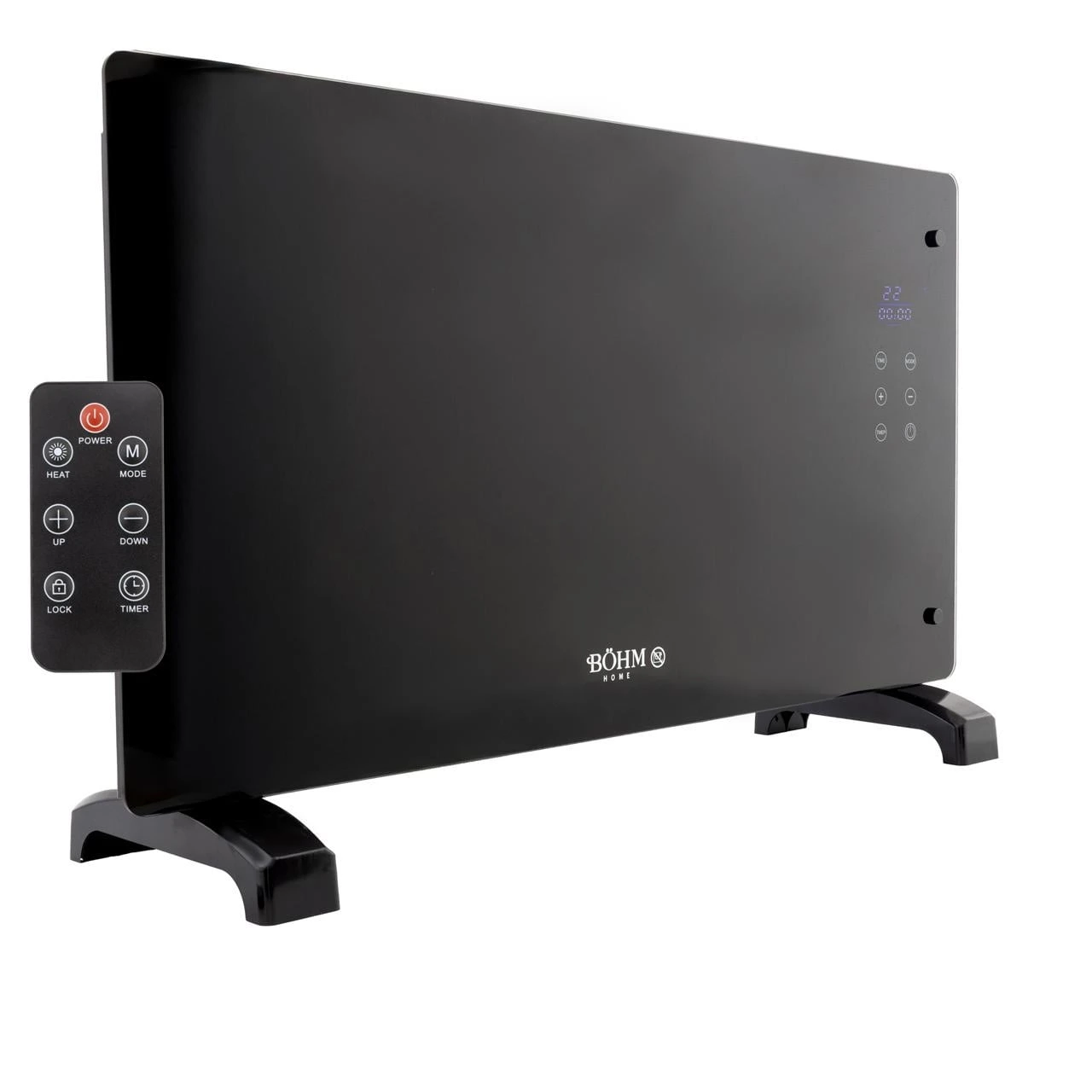 BÖHM BH09G-BL Електрически конвектор със стъклен панел 2000W, с WiFi 5-50°C
