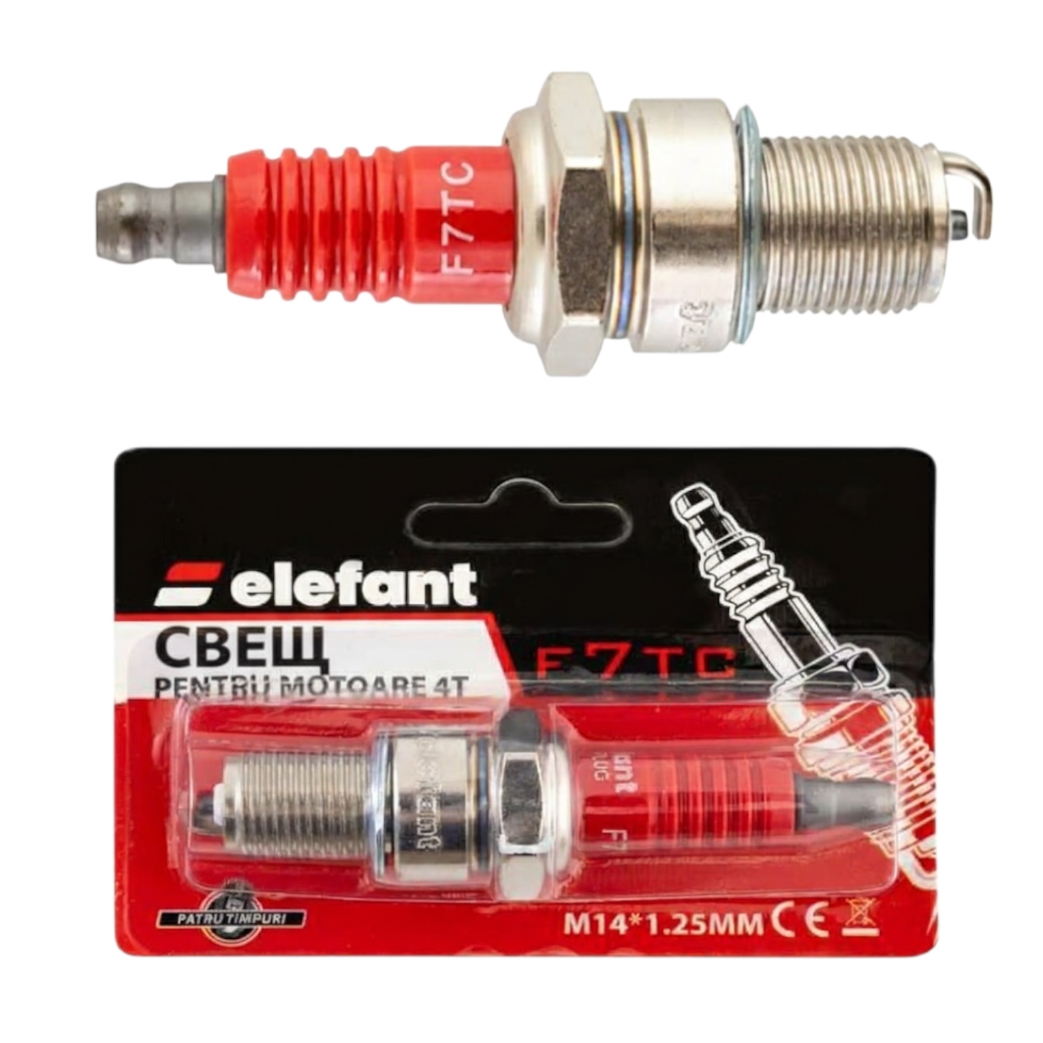 F7TC Запалителна свещ за 4T двигатели, 170P, M14 x 1.25 мм, ELEFANT PREMIUM