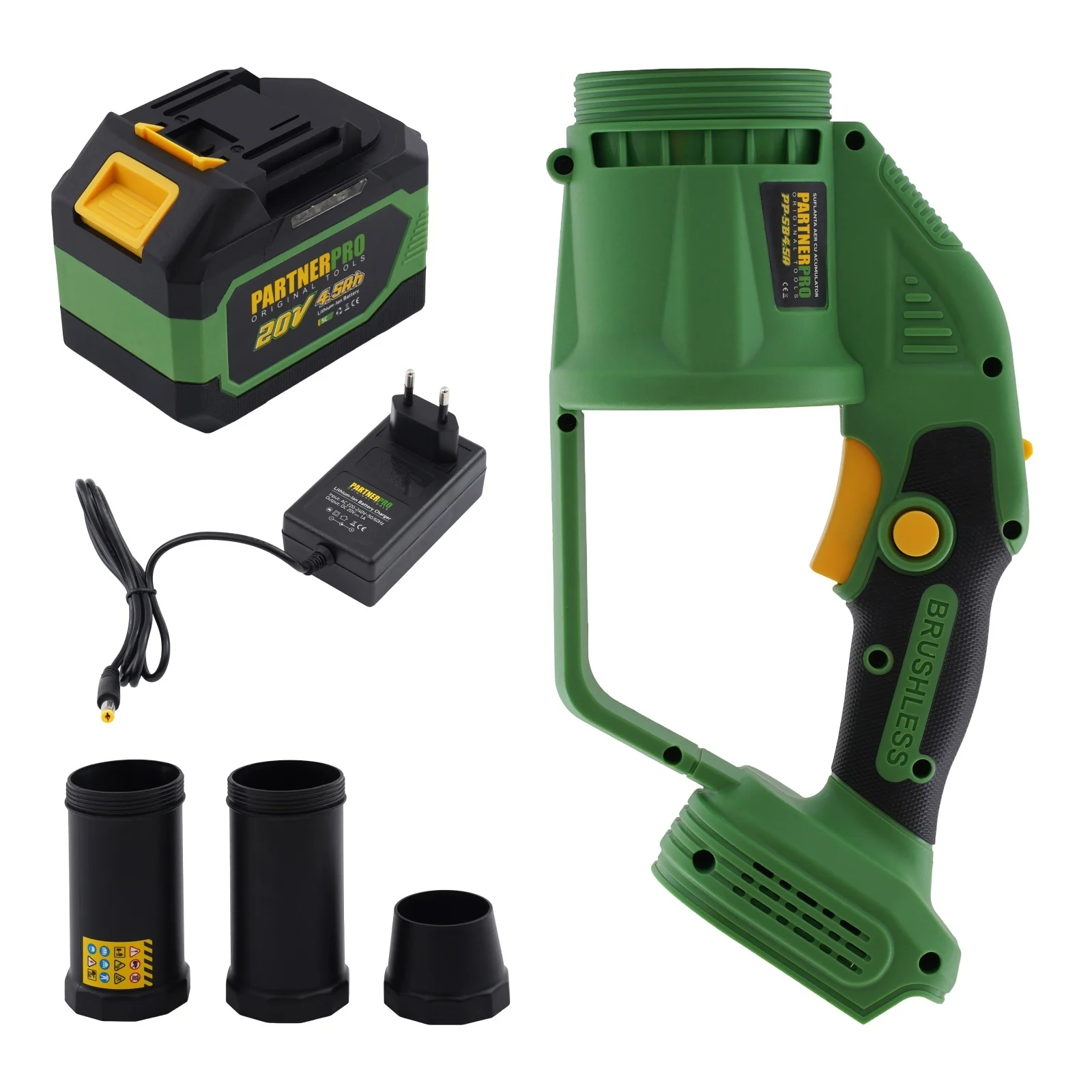 PARTNERPRO Акумулаторна духалка за листа PP-SB4.5A, комплект батерия 20V/4.5Ah, зарядно