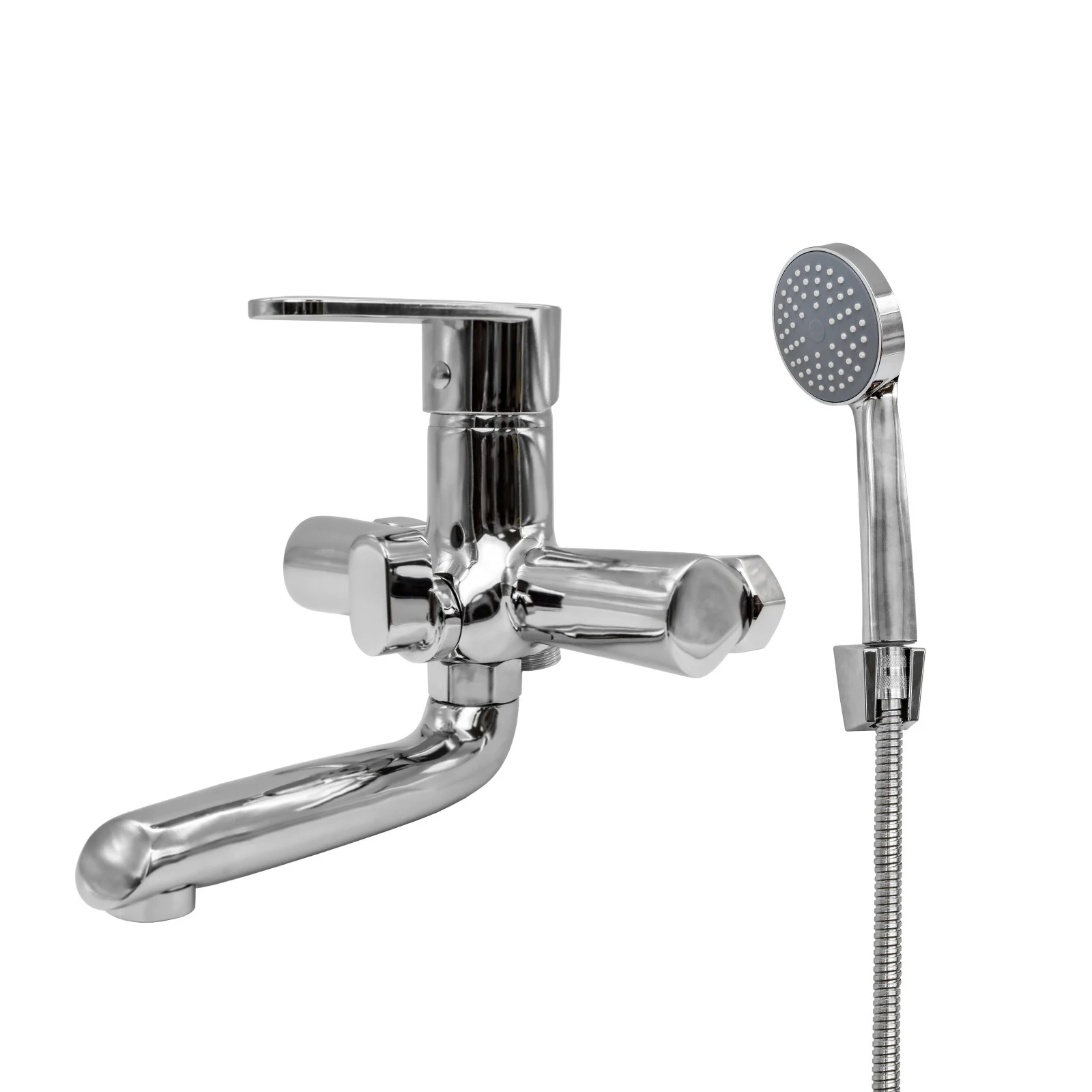 FL 066A-401ZC, Смесител за баня с душ слушалка, хром, FLOW