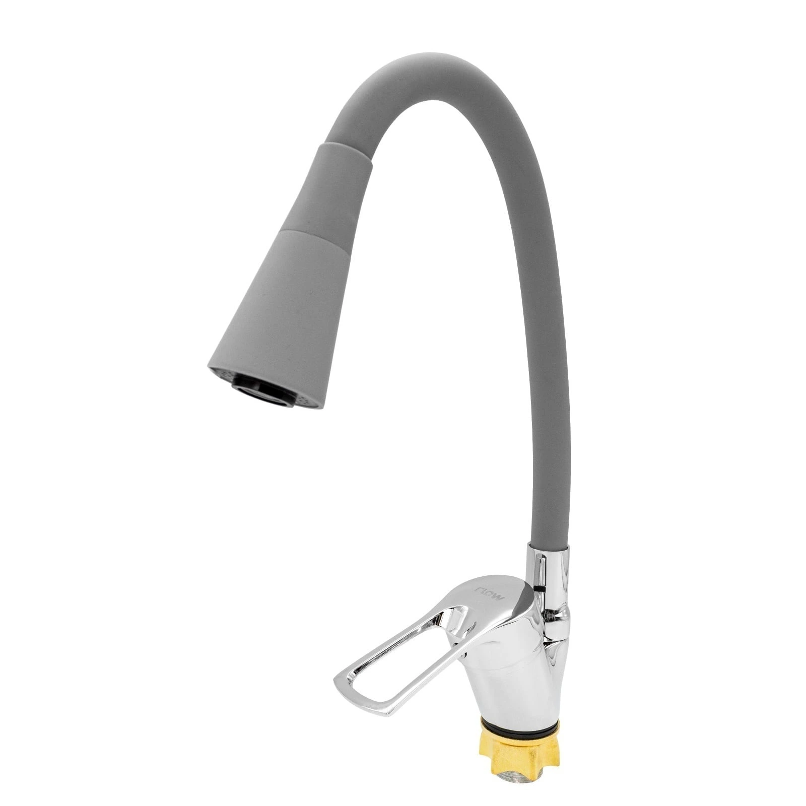 FL XI-CG452ZG, Кухненски смесител с гъвкав чучур с 2 функции, сив/хром, FLOW