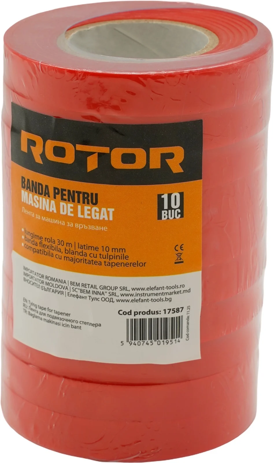 Лента за клещи за привръзване 30 м, ROTOR, опаковка от 10 броя.