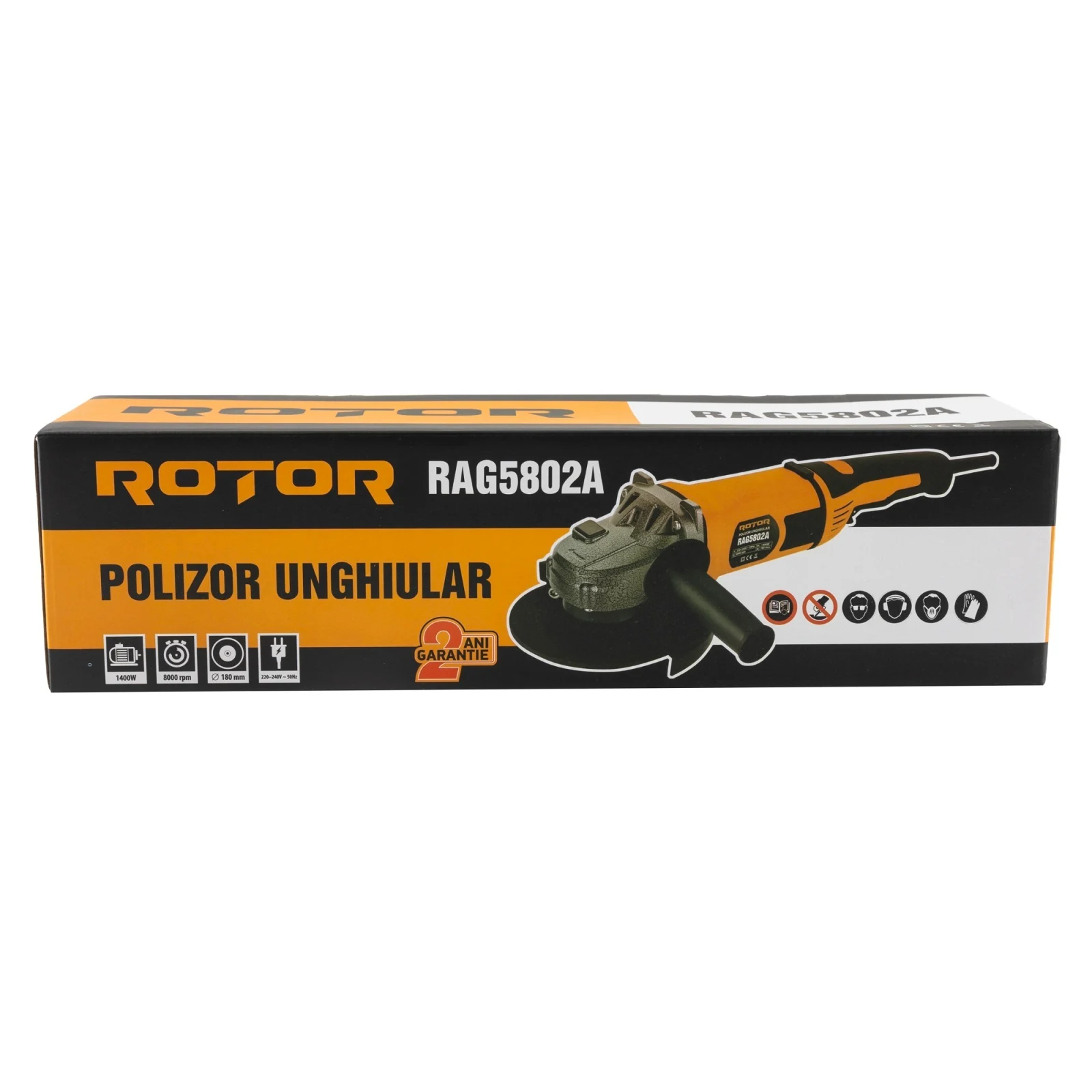 ROTOR RAG5802A Електрически ъглошлайф 1400 W, 180 мм, 8000 об/мин.
