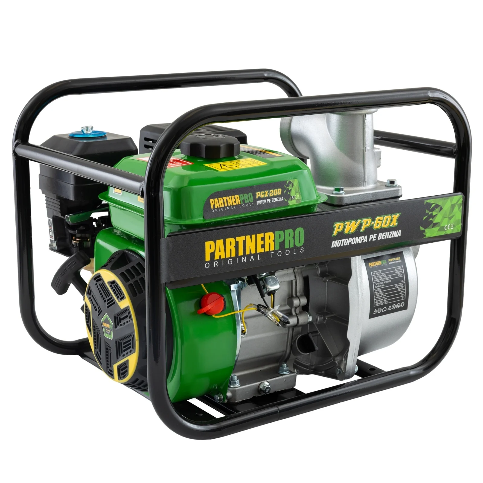 PWP60X Моторна помпа PARTNERPRO, 6,5 к.с., 3", 60 м3/ч, 6.5 к.с., 4-тактов бензинов двигател, макс. 25 метра