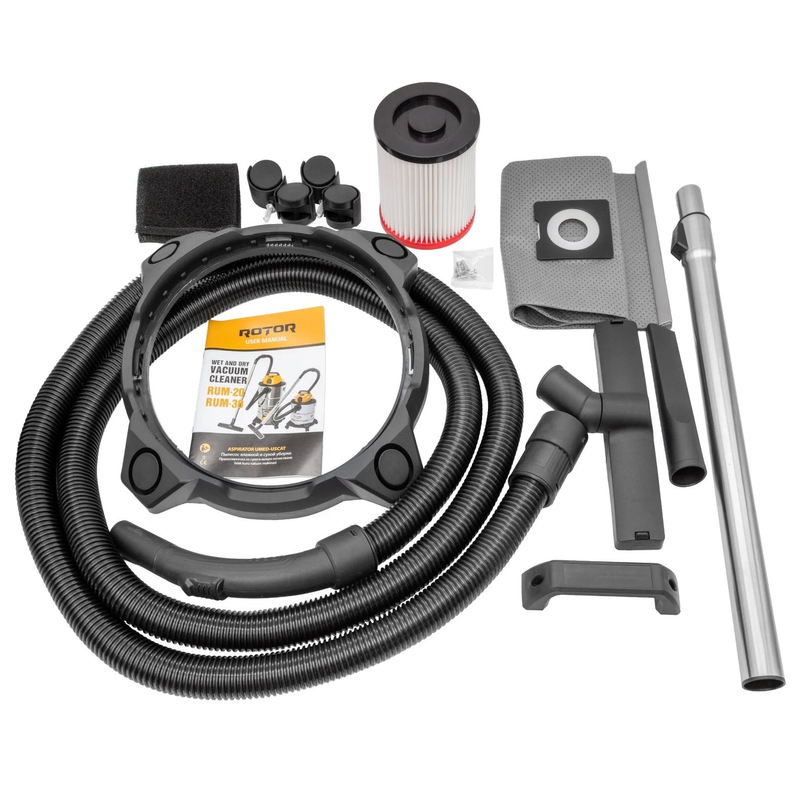 RUM-30 ROTOR Прахосмукачка за мокро и сухо почистване, 1400 W, 30 Л, 21 kPa, 5 метра кабел
