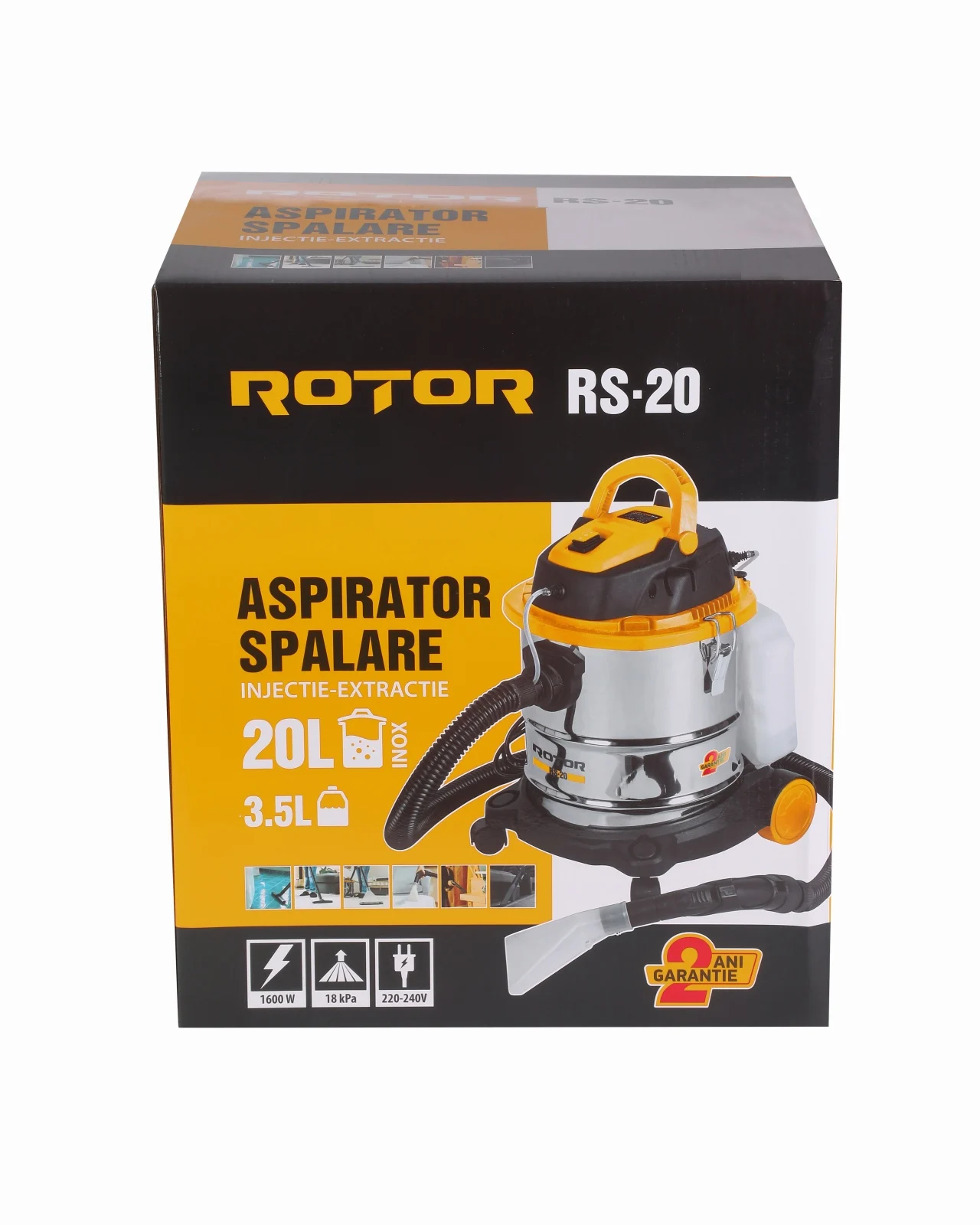 RS-20 ROTOR Прахосмукачка за сухо и мокро почистване и перяща функция, 1600 W, 20 Л, 18 kPa