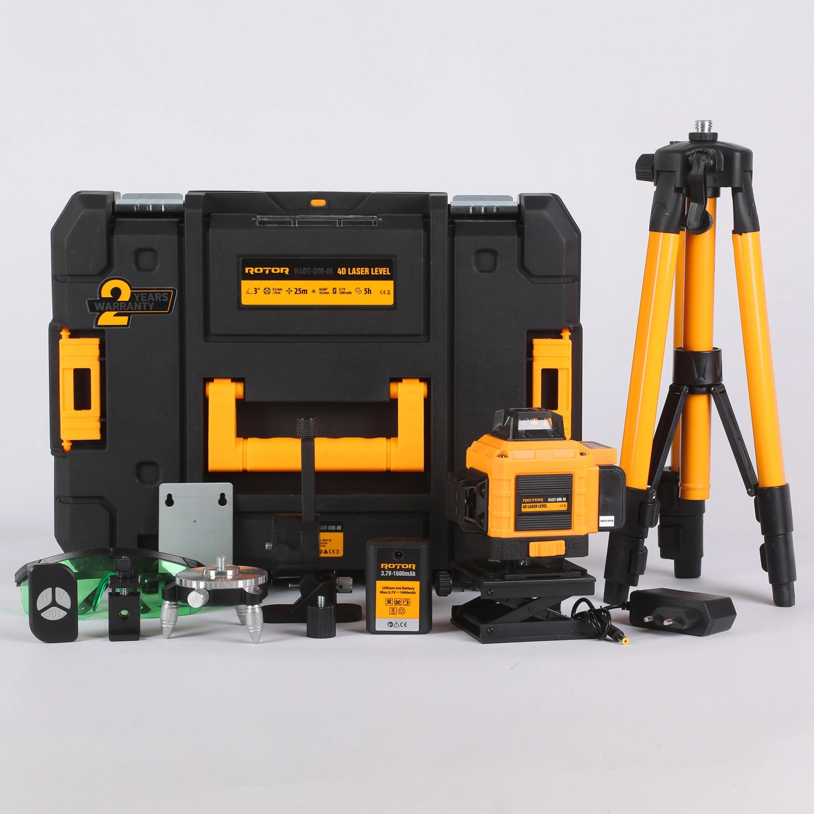 ROTOR 4D E4DT-DB-M Лазерен нивелир с LCD дисплей и тринога, 16 линии ±2 mm/5m, 4×360°, 25 м, Време за нивелиране ≤ 5s, 06111588