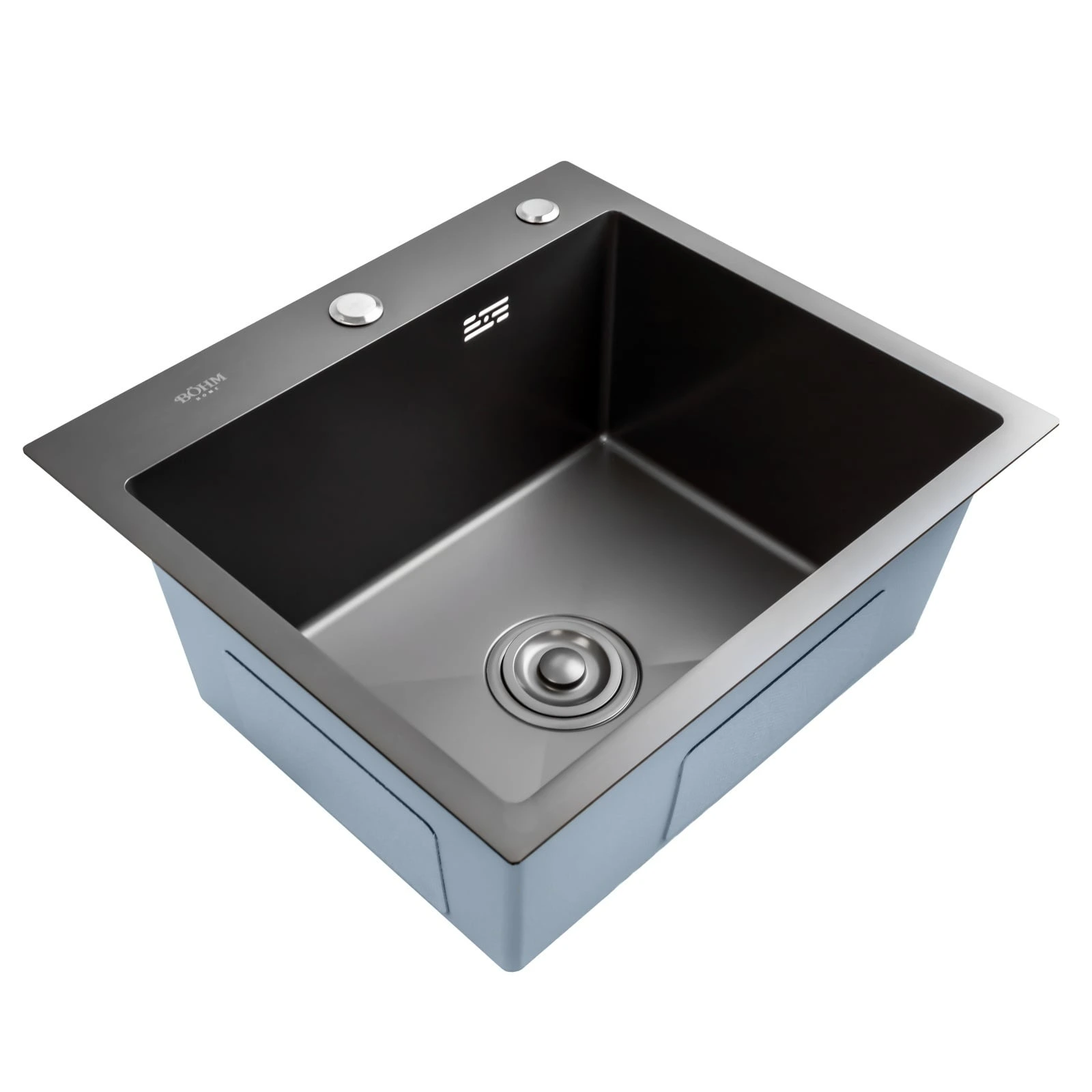 BOHM BH5045B Кухненска мивка, цвят Antracite, от неръждаема стомана, 500x450x220 мм, включен сифон, пред. код 16973