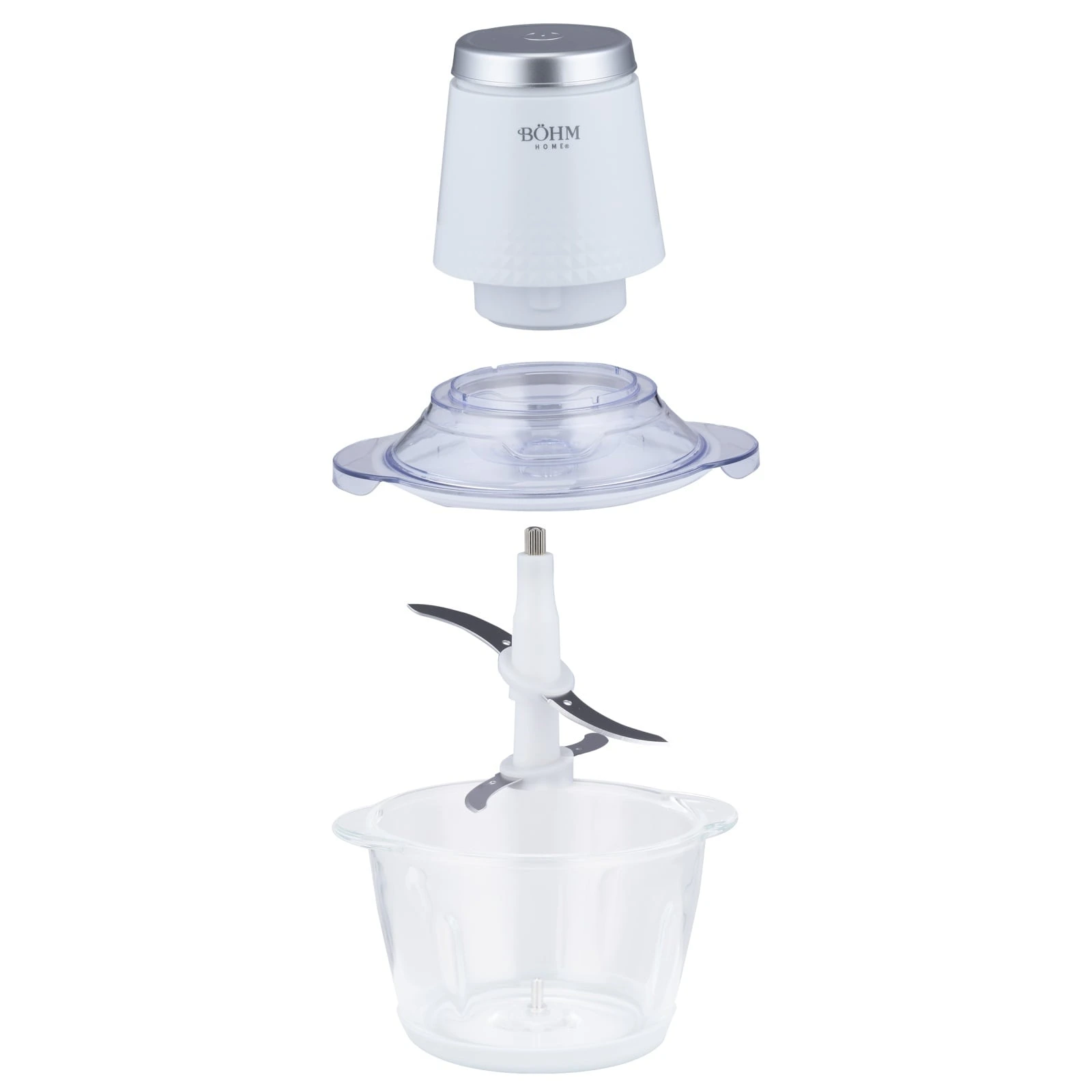 Електрическа резачка за храна Bohm Home BFCG40W12, 400W, стъклена купа 1.2 L, 4 ножа