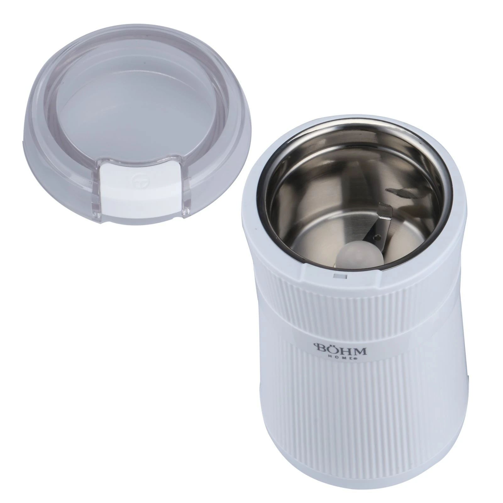BOHM BCGP20W5 Електрическа кафемелачка, 200W, 50g, 2 ножа от неръждаема стомана, бяла