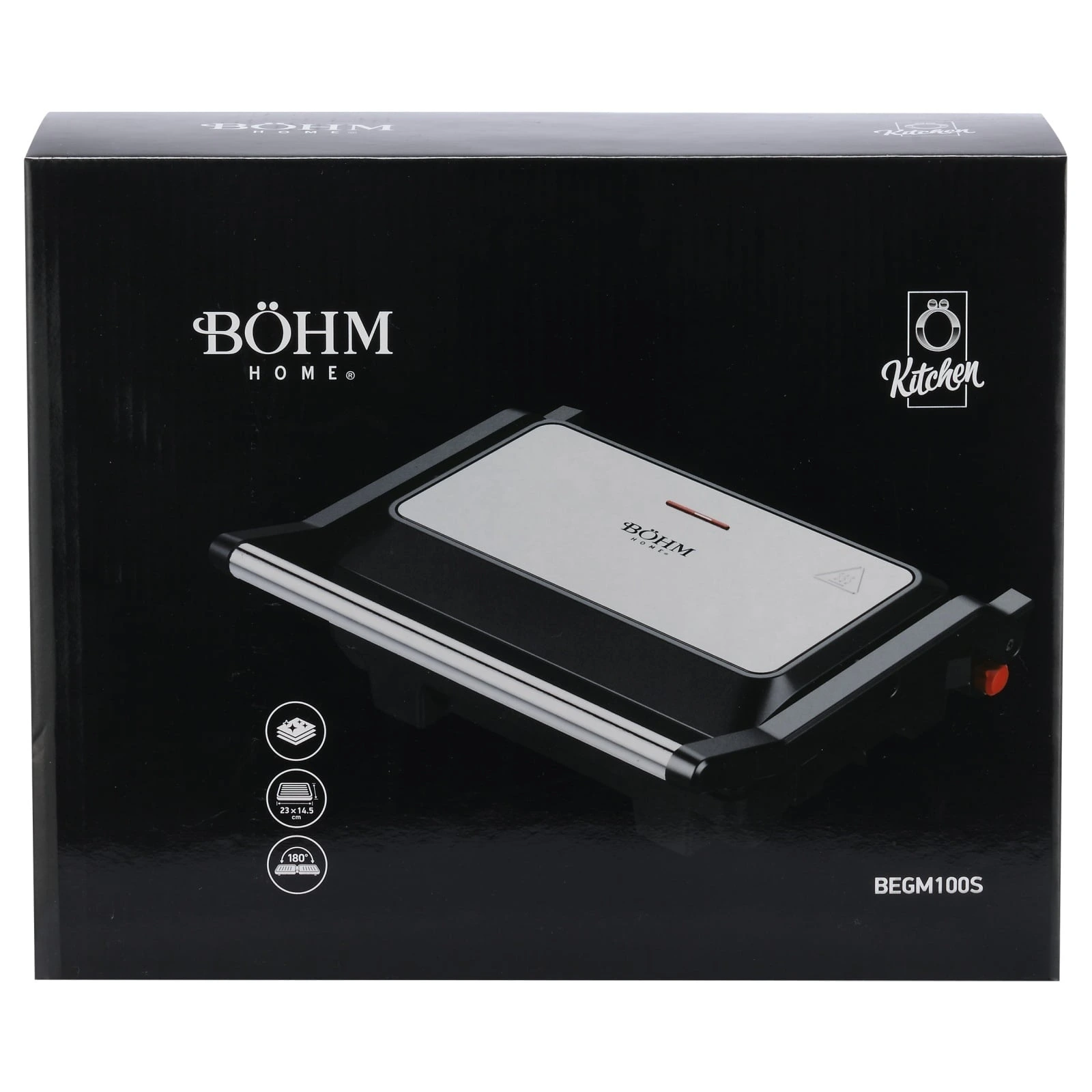 BEGM100S BÖHM HOME Електрическа скара грил, 1000W, 230×145 мм, обръщаема 180°