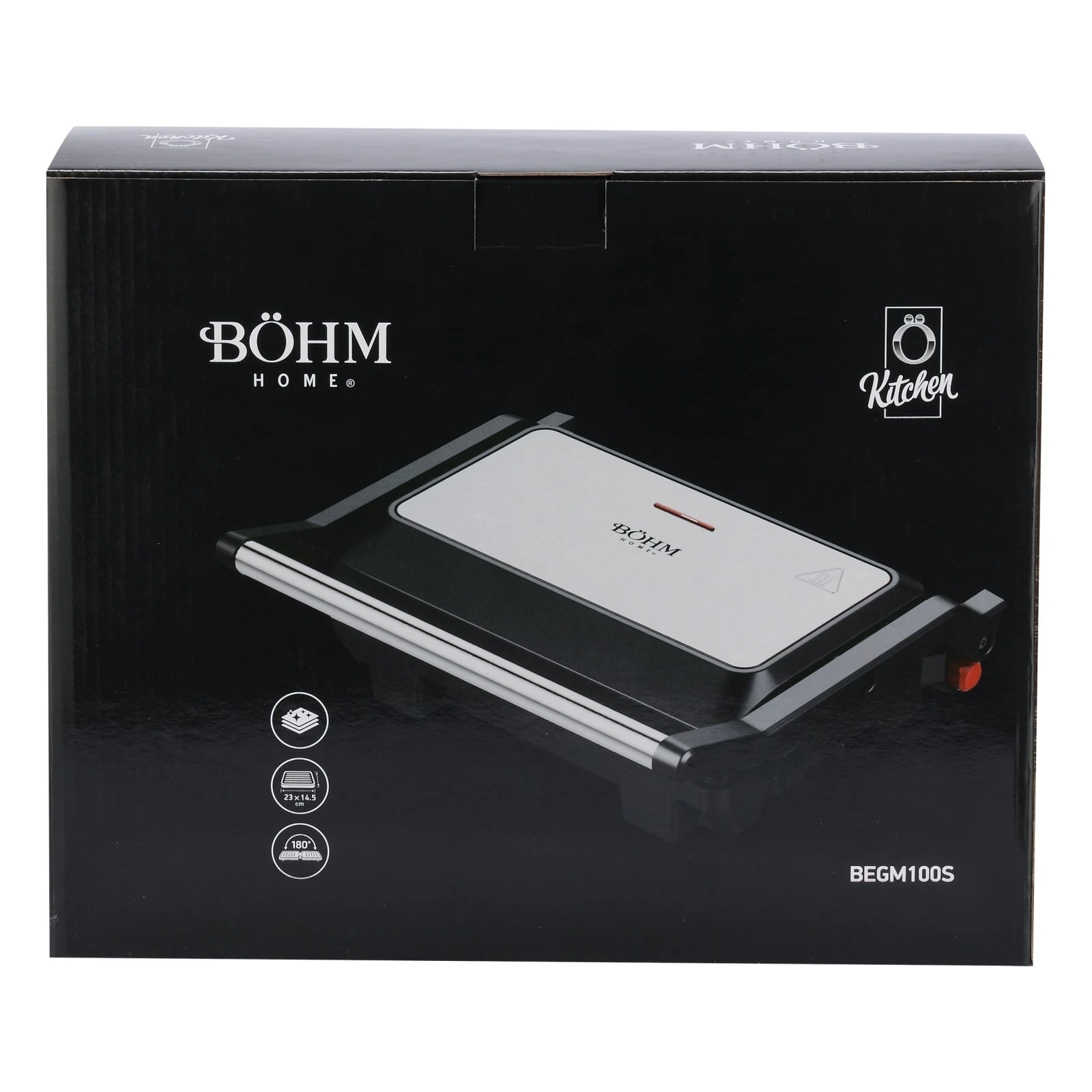 BEGM100S BÖHM HOME Електрическа скара грил, 1000W, 230×145 мм, обръщаема 180°
