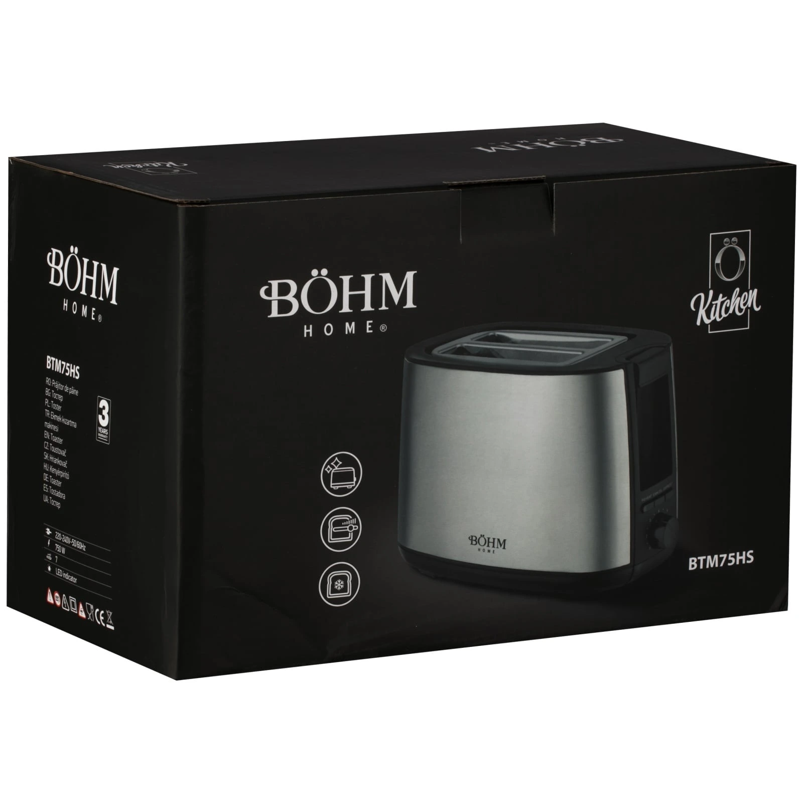 BTM75HS BÖHM HOME Тостер, 650-750W, 7 степени, неръждаема стомана, хром
