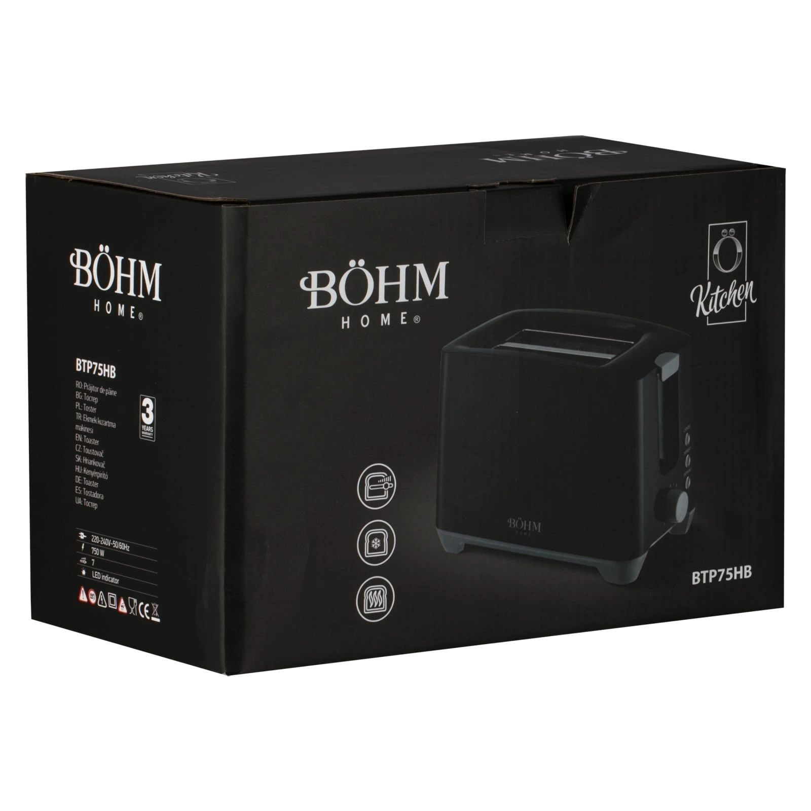 BTP75HB BÖHM HOME Тостер, 650-750 W, 7 степени, черен