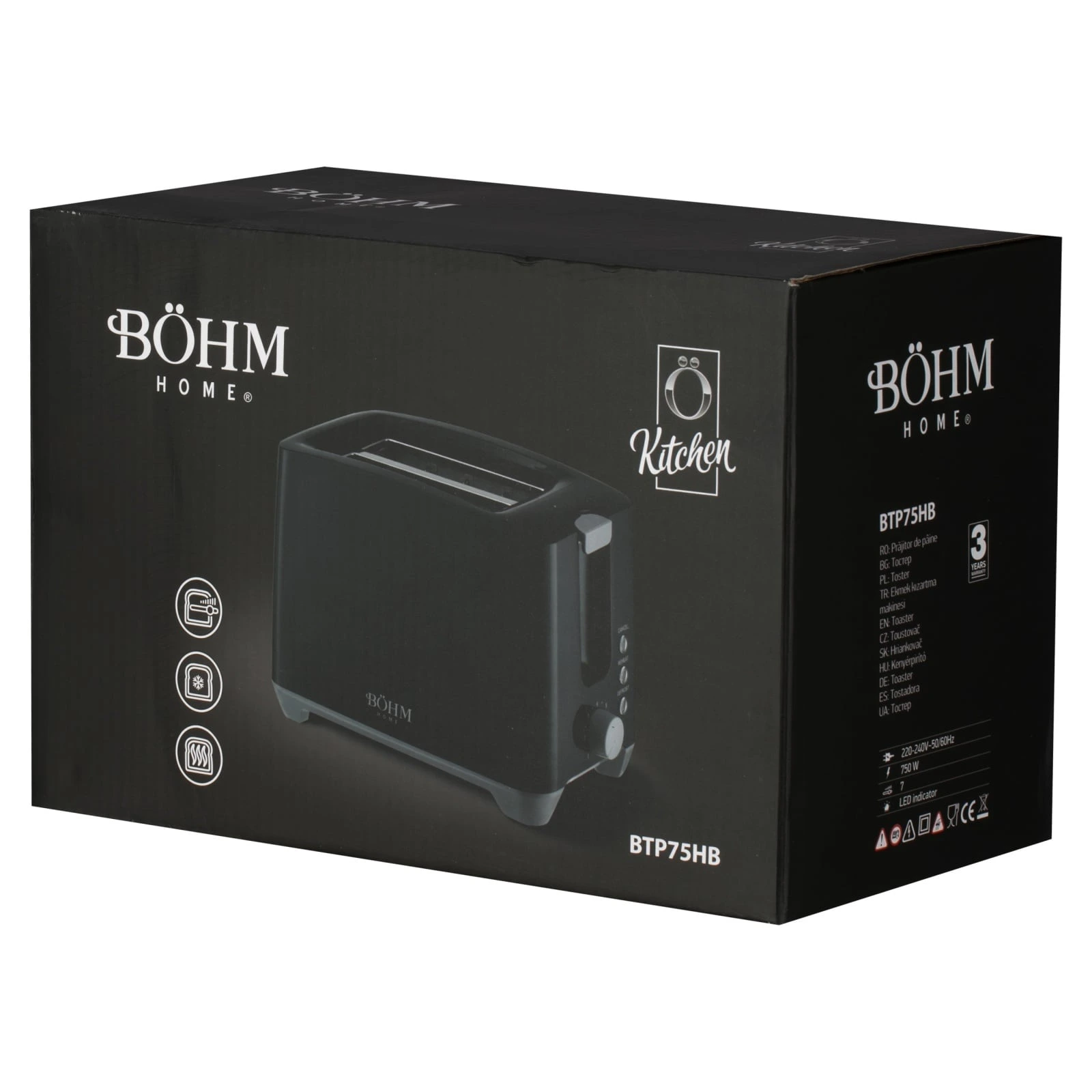 BTP75HB BÖHM HOME Тостер, 650-750 W, 7 степени, черен
