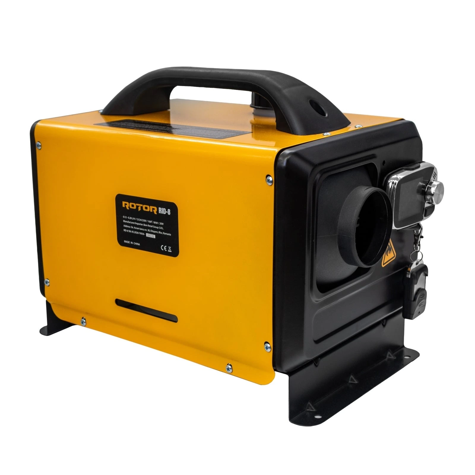 ROTOR RID-8 Суха дизелова печка за автомобили 8 kW, 5 л резероар, 12V/24V/230V, 1 изход за въздух, LCD контролер, дистанционно