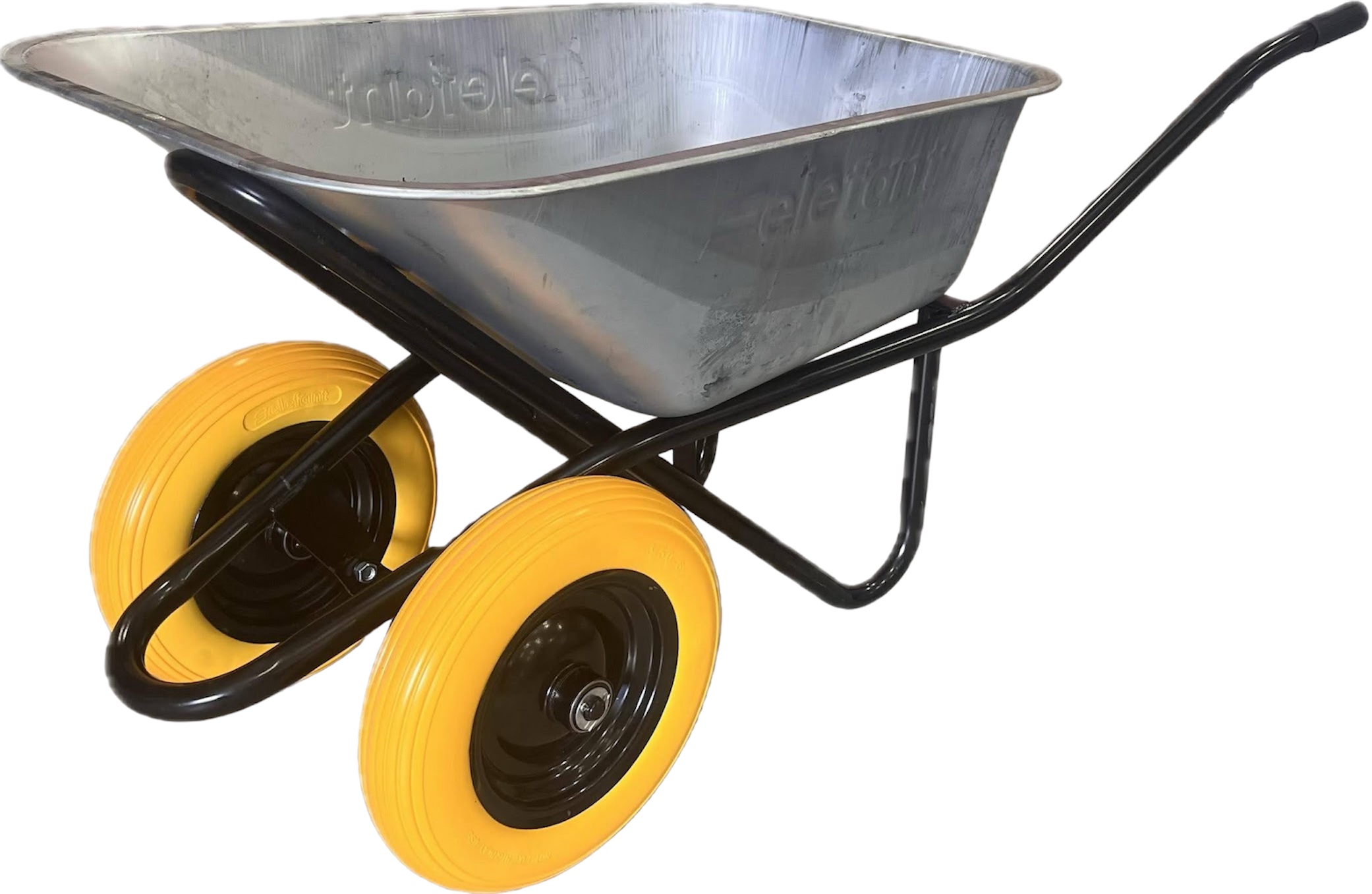 ELEFANT WB6419-PU-2 Работна количка с две колела - 100 л, 180 кг, 2 броя жълти PU полиуретанови колела размер 350-8, с по два лагера на всяко колело.