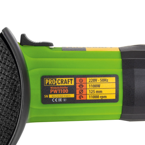 PROCRAFT PW1100 Ъглошлайф, 750 W, 125 мм, 11000 об./мин.