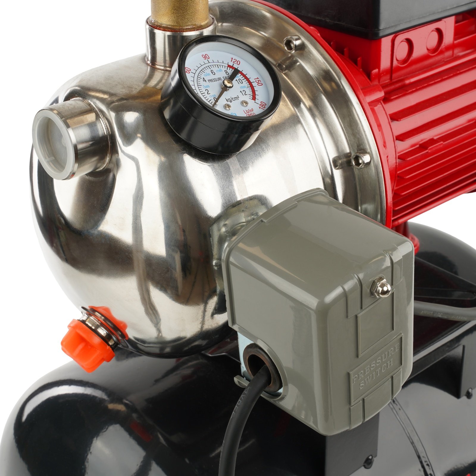 AQUATIC AUTOJS80 Хидрофорна помпа с цилиндричен съд, 550 W двигател с медна намотка, 50 л./мин., TANK 24 L, STAINLESS STEEL