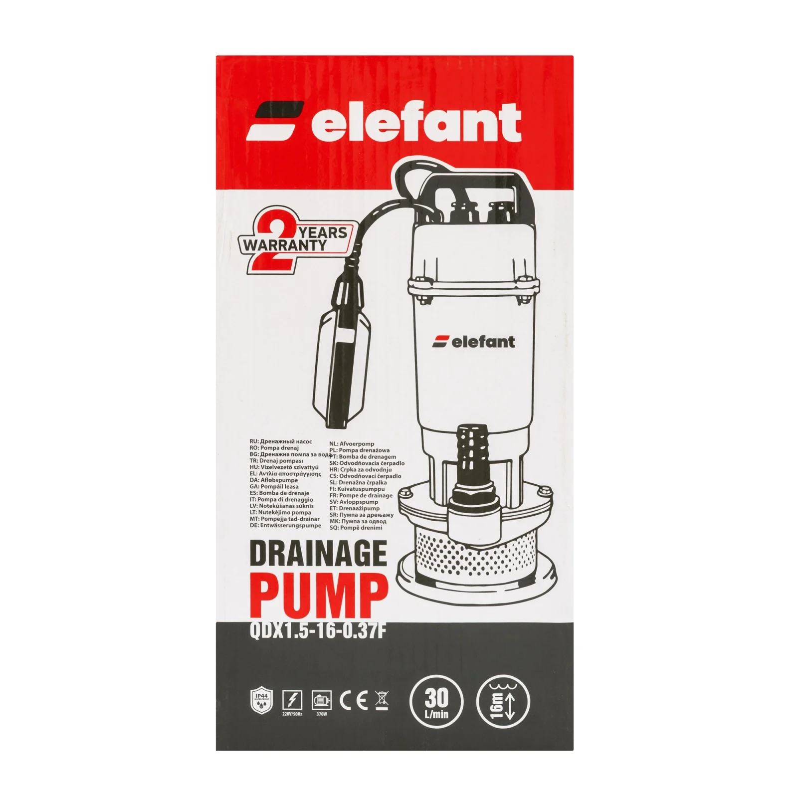 AQUATIC QDX1.5-16-0.37F Дренажна помпа за вода Elefant Aquatic – 370W 30л/мин