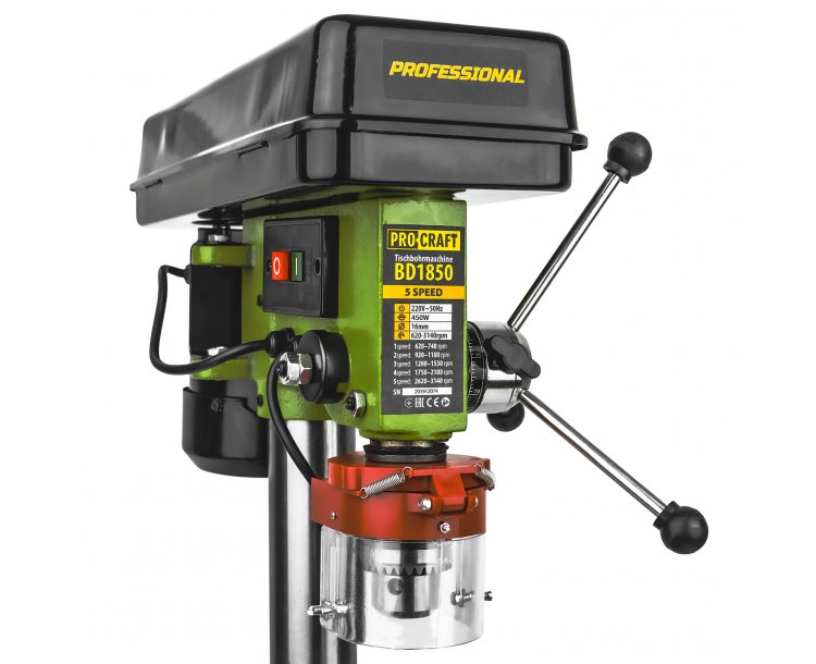 PROCRAFT BD1850 Настолна бормашина, 450W, патронник 16мм, 620 – 2620 об/мин