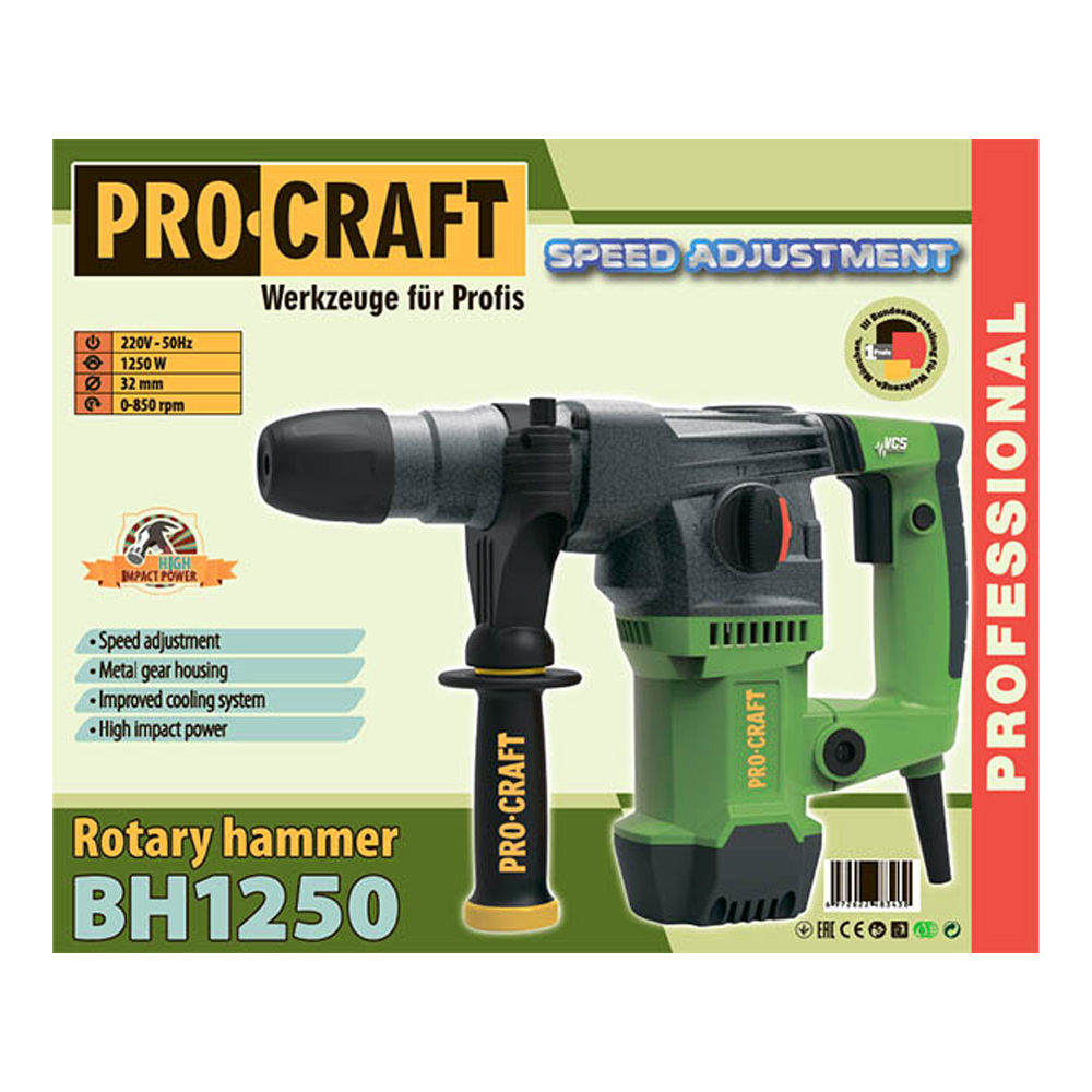 PROCRAFT BH1250 Перфоратор, SDS-plus, 1250W, 5 J