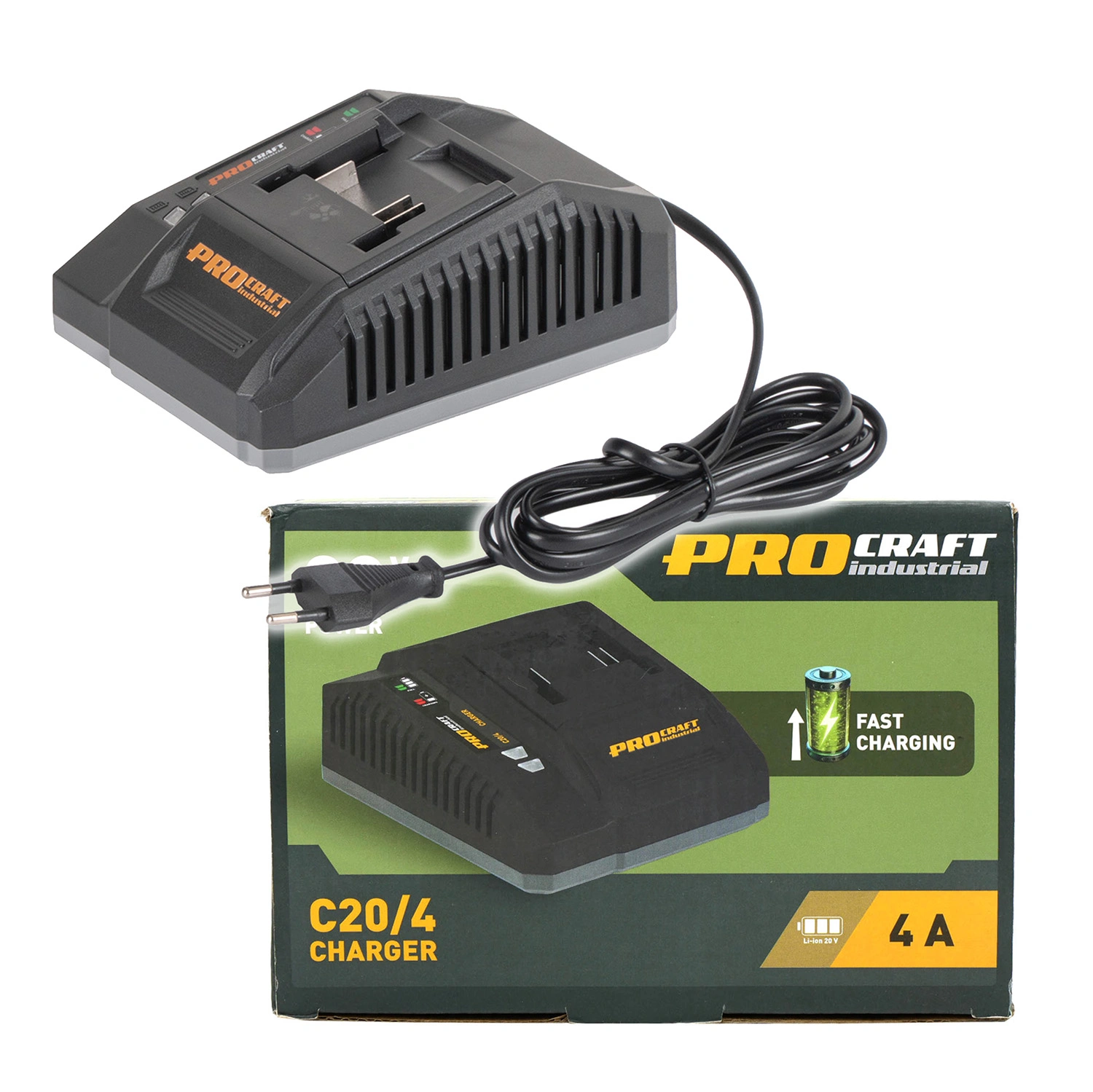 20/4 Зарядно единично 20V, 4Ah Procraft Industrial, LED индикатор