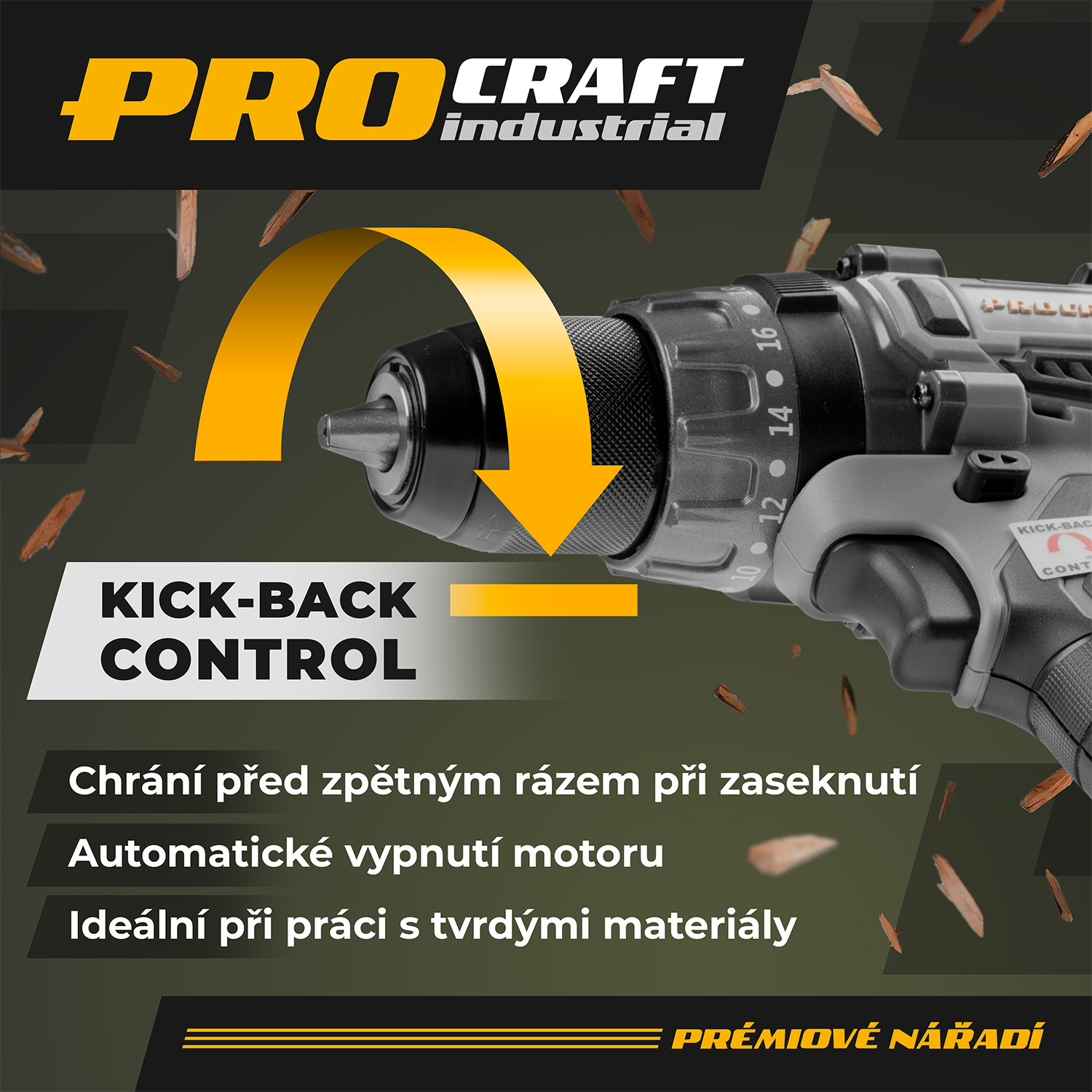 Procraft Industrial CD20A Акумулаторен ударен безчетков винтоверт, 85 Nm, метален патронник 1,5-13 мм, Anti-Kickback и импулсен режим, Set 20V 4Ah, 1 батерия, 1 зарядно