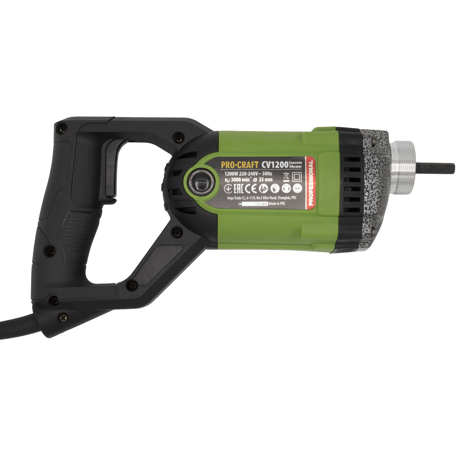 PROCRAFT CV1200 Вибратор за бетон, 1200W, вал 1.5 м., 35мм., 5600 об./мин.