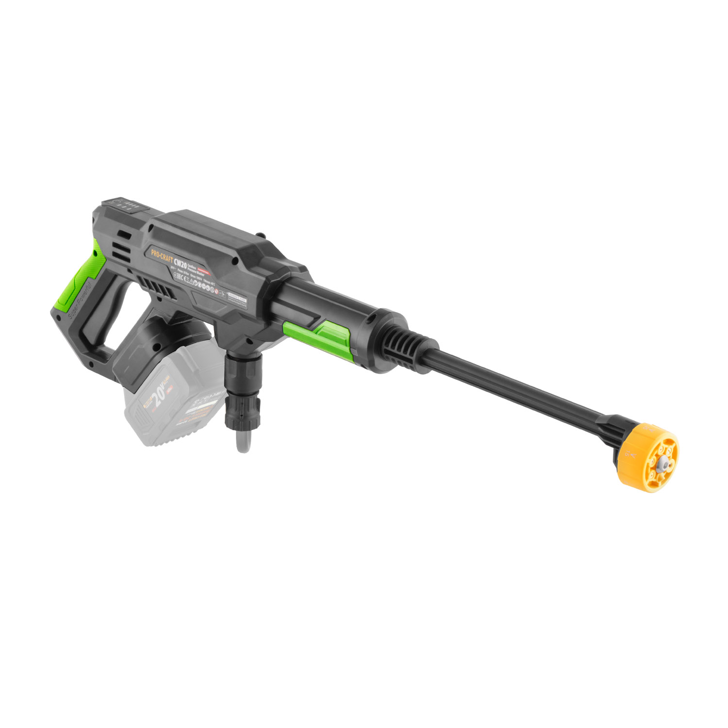 Procraft CW20 Акумулаторна безжична водоструйка 30 bar, 20V, 5 м. кабел (solo-без батерия и зарядно)