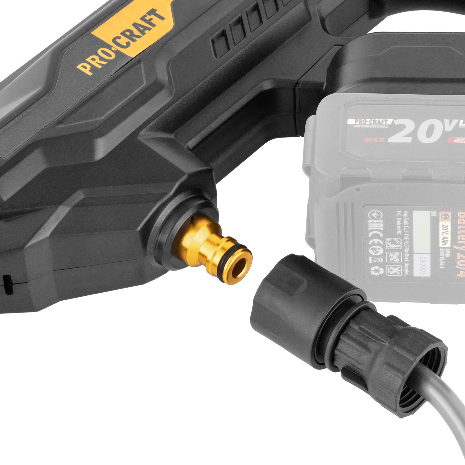 Procraft CW20 Акумулаторна безжична водоструйка 30 bar, 20V, 5 м. кабел (solo-без батерия и зарядно)