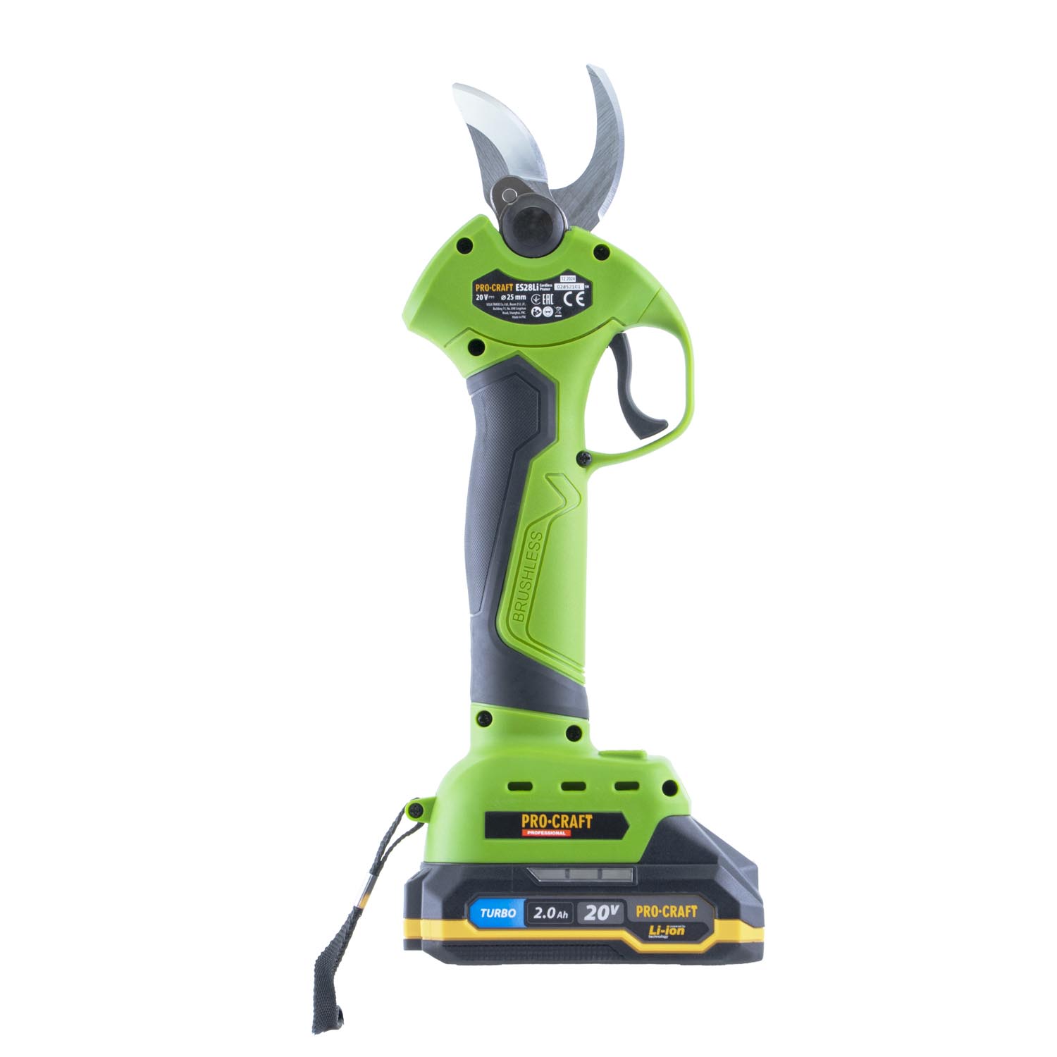 PROCRAFT ES28Li Акумулаторна лозарска ножица, 20V, рязане 10/15/20/25 мм, 1бр батерия 20V 2Ah, 1 бр зарядно.