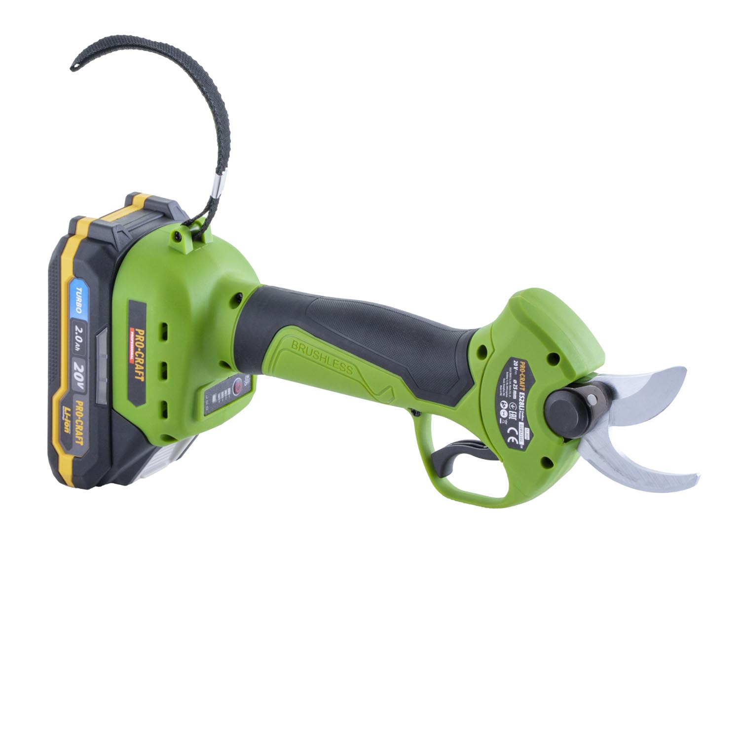 PROCRAFT ES28Li Акумулаторна лозарска ножица, 20V, рязане 10/15/20/25 мм, 1бр батерия 20V 2Ah, 1 бр зарядно.