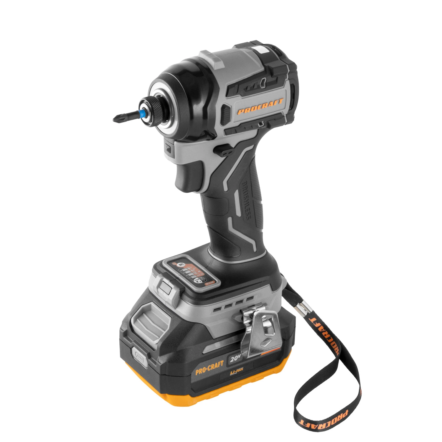 Procraft Industrial ID20A Акумулаторен ударен импакт, 20V, 80-180Nm, 0-3800 об./мин, безчетков, Set с батерия и зарядно